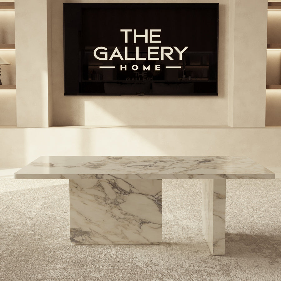 Rectangular Arabescato marble coffee table by The Gallery Home