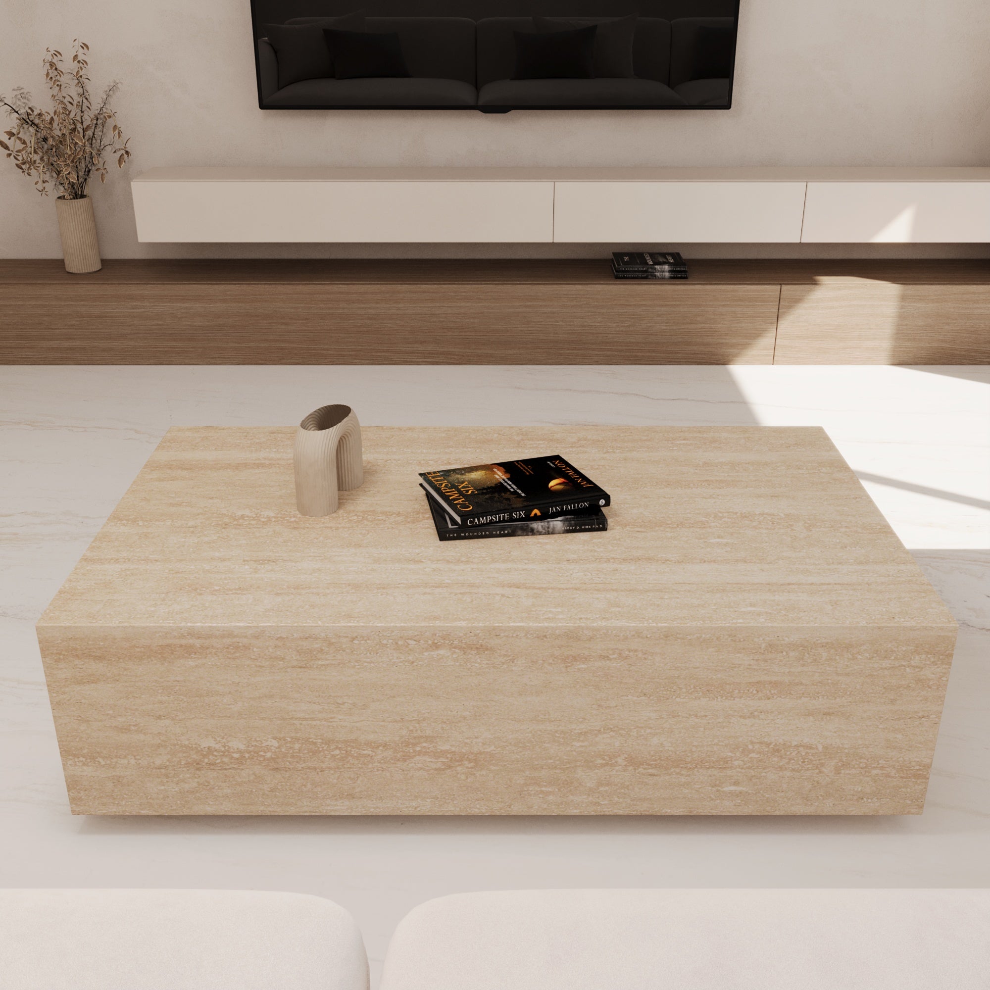 Lucia Travertine Floating Cube Coffee Table