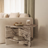 Dante Italian Arabescato Marble Side Table With Shelf