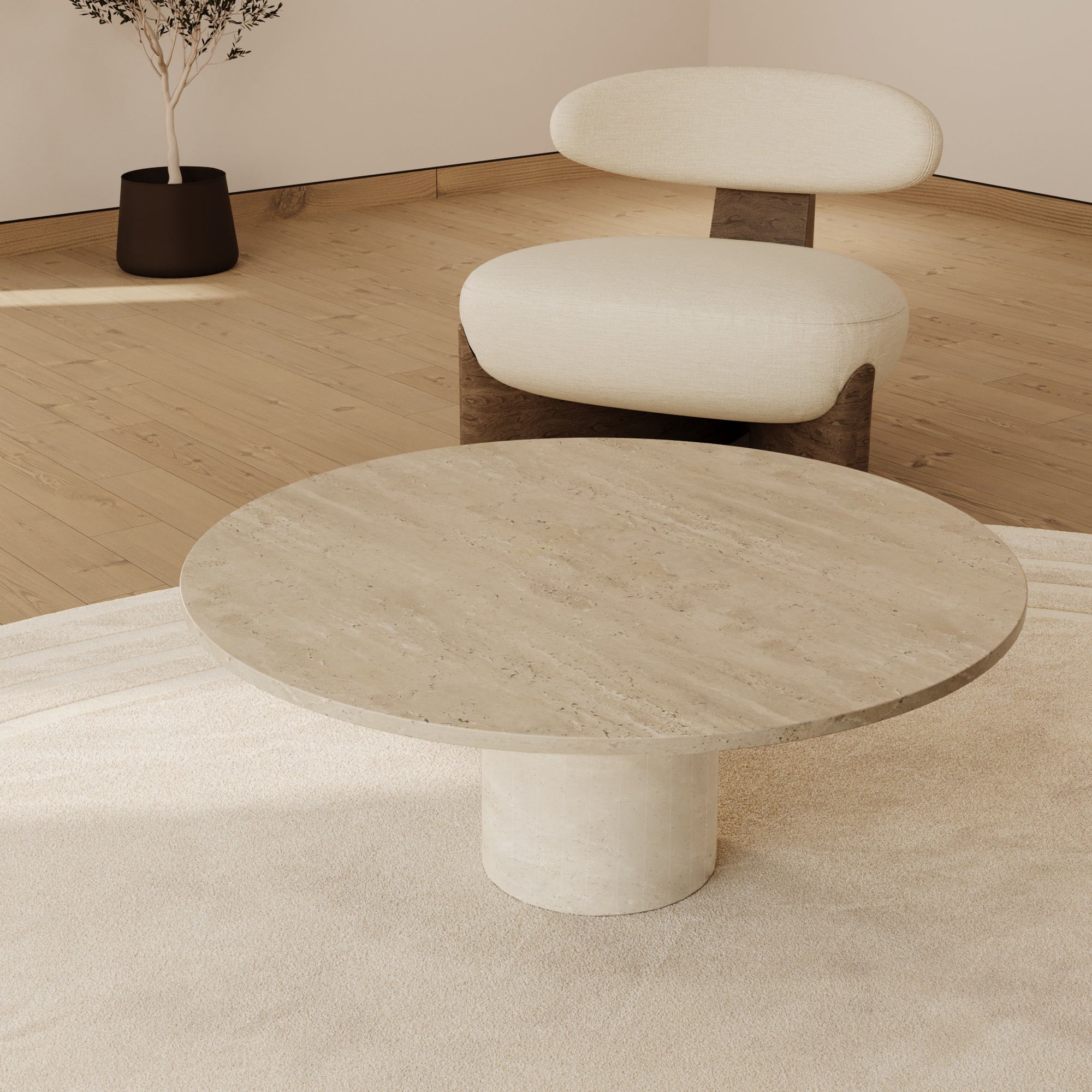 Nolan Travertine Round Coffee Table