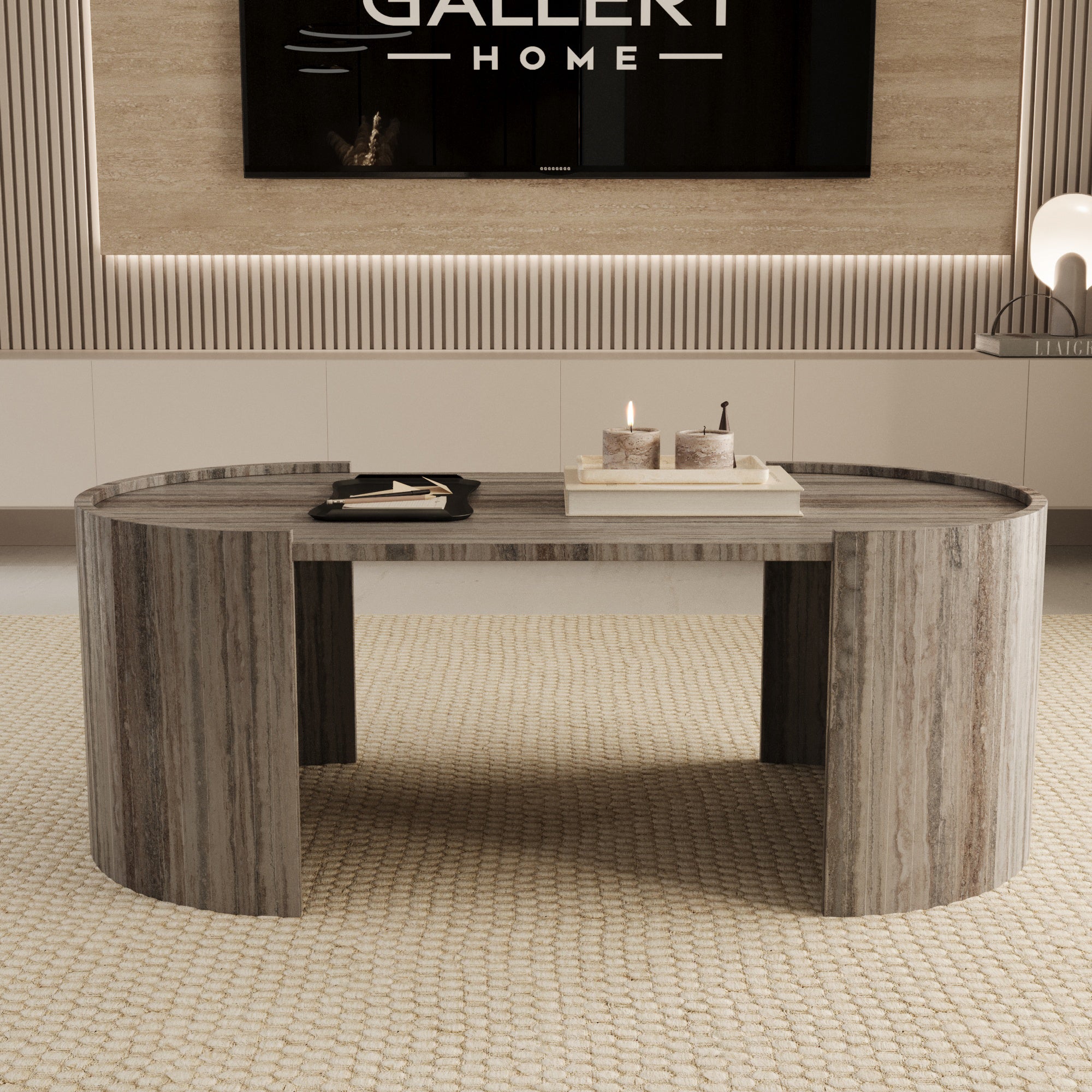 Lavia Grey Travertine Coffee Table