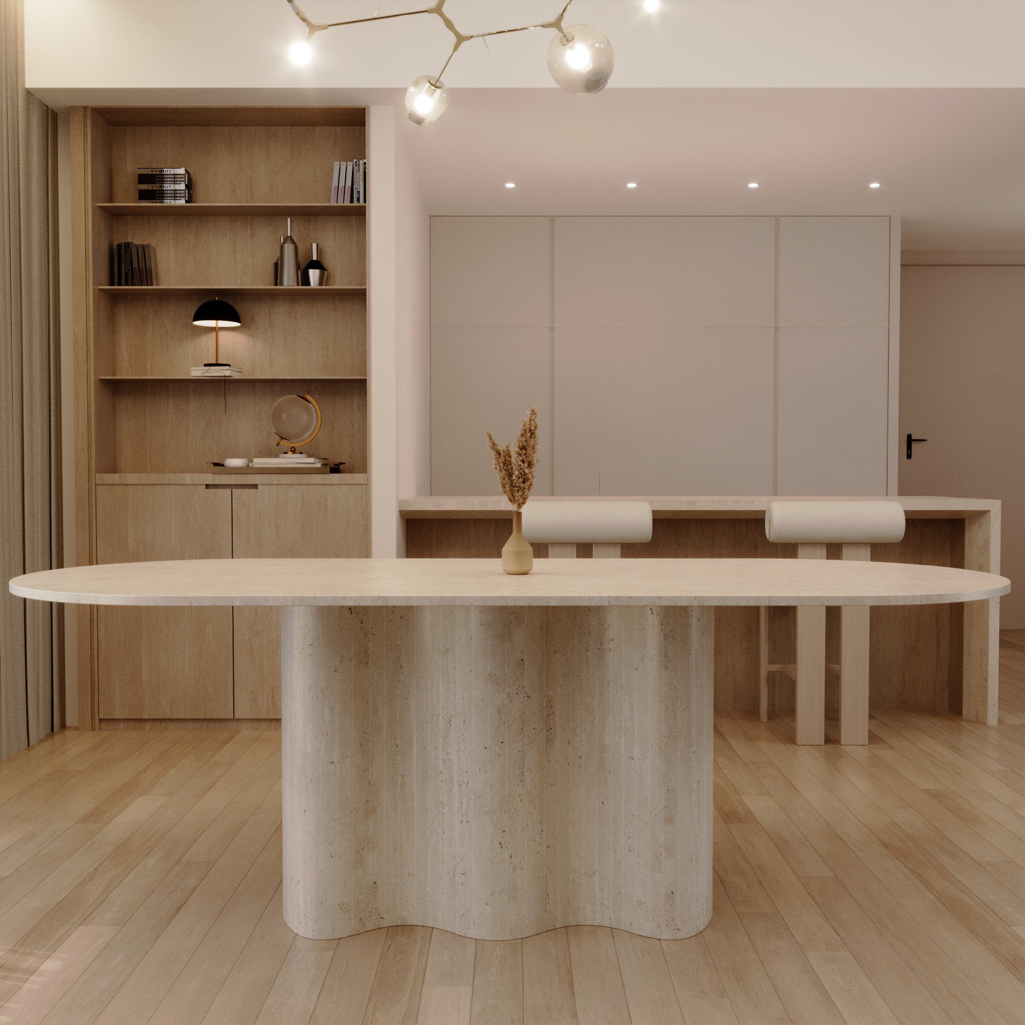 Venezia Travertine Oval Dining Table