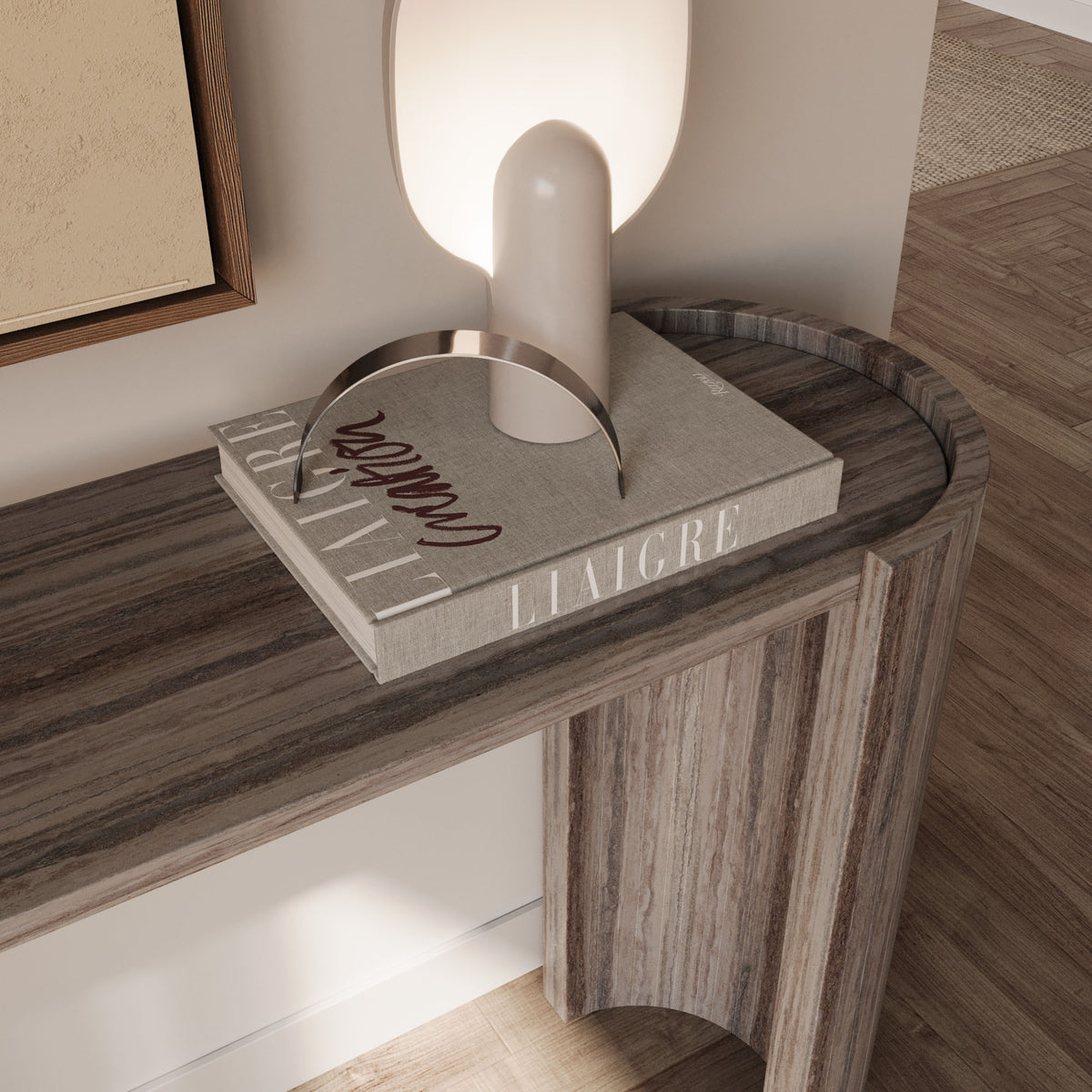 Lavia Grey Travertine Console Table