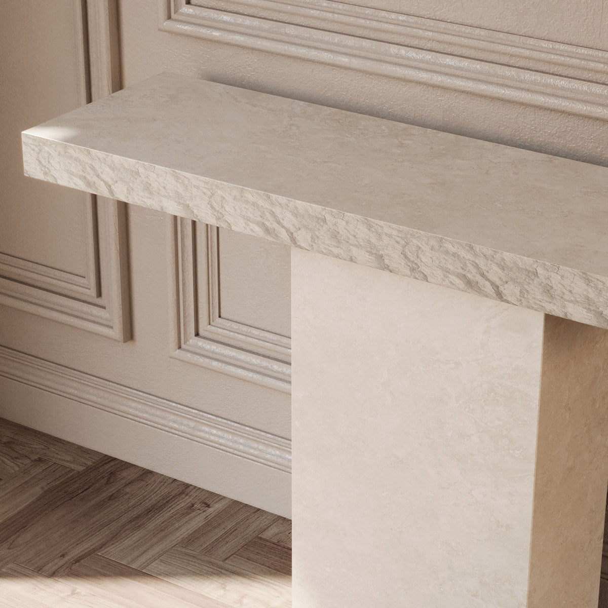 Rosa Limestone Console Table With Natural Edge