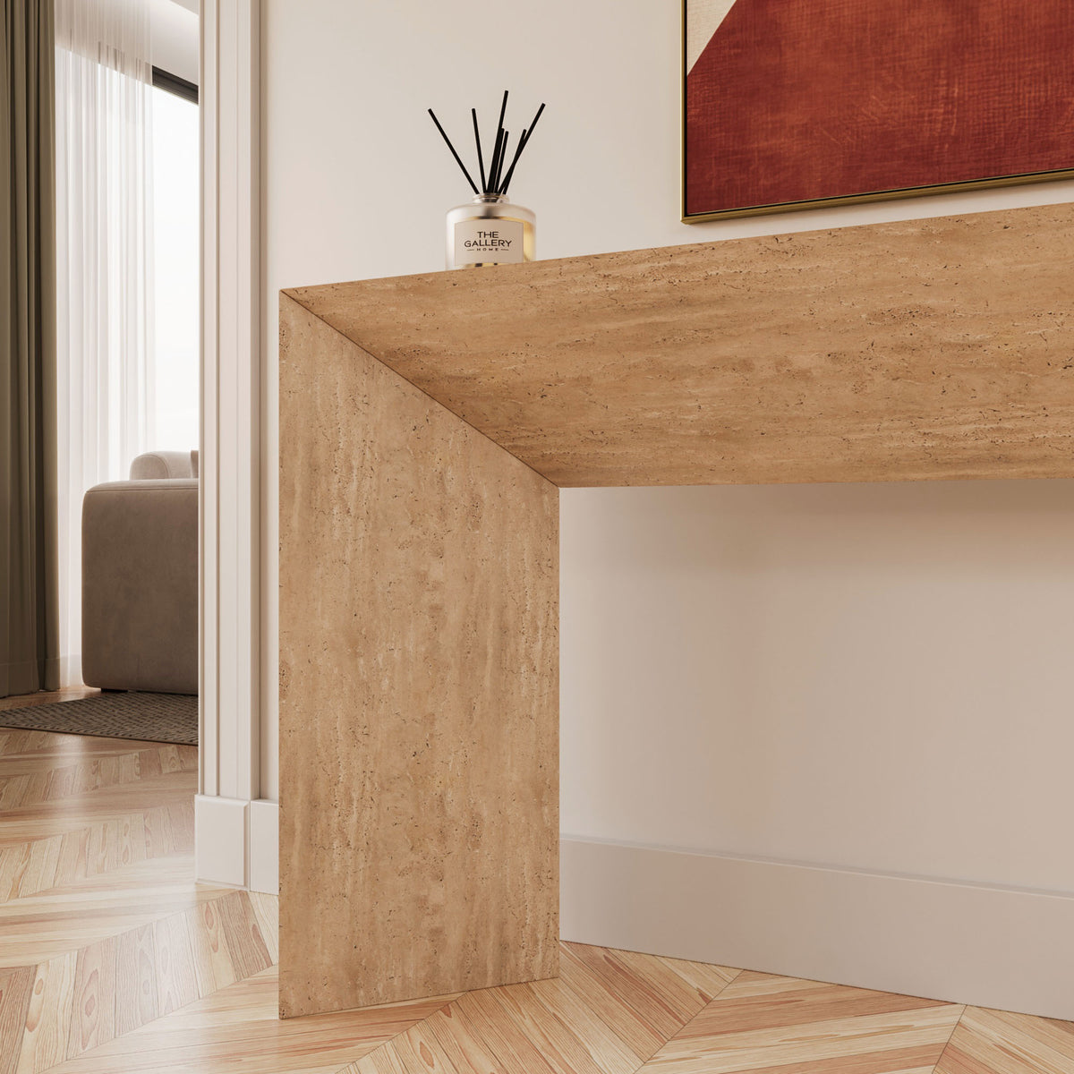 Camilla Travertine Marble Console Table