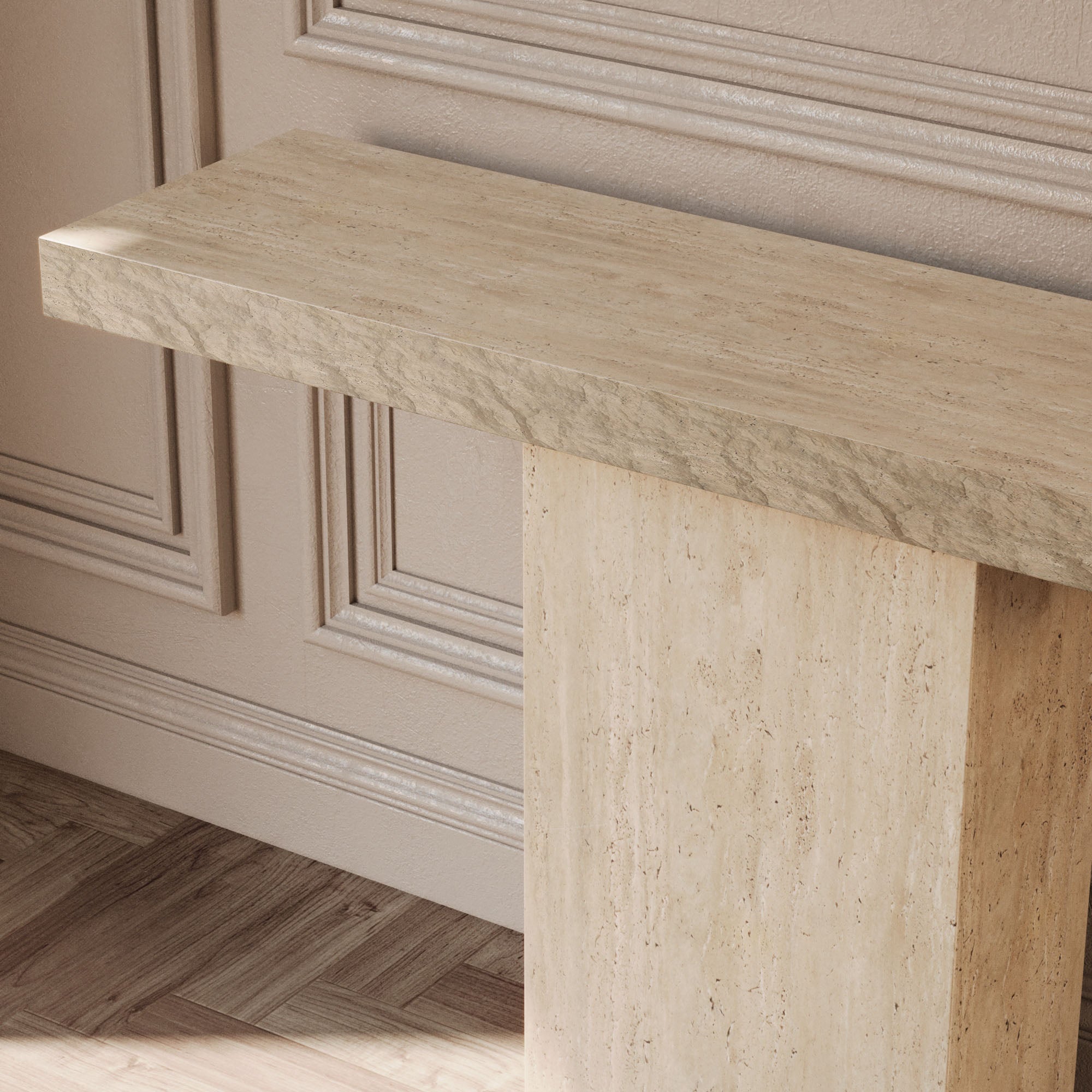 Rosa Travertine Console Table With Natural Edge