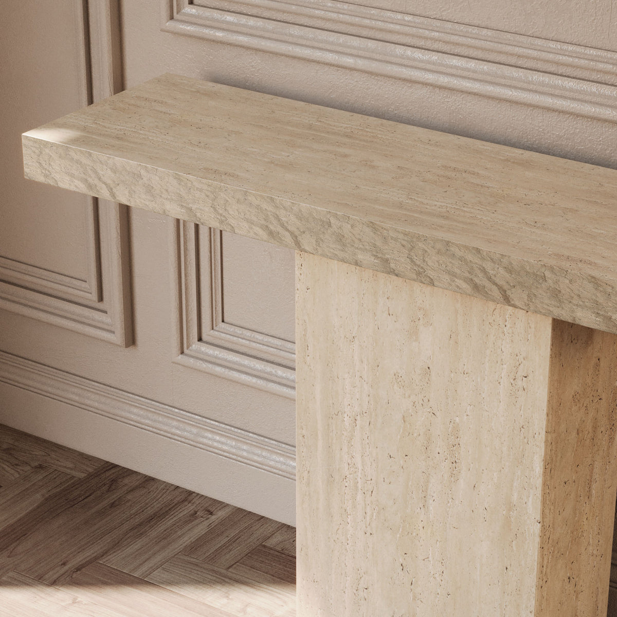 Rosa Travertine Console Table With Natural Edge