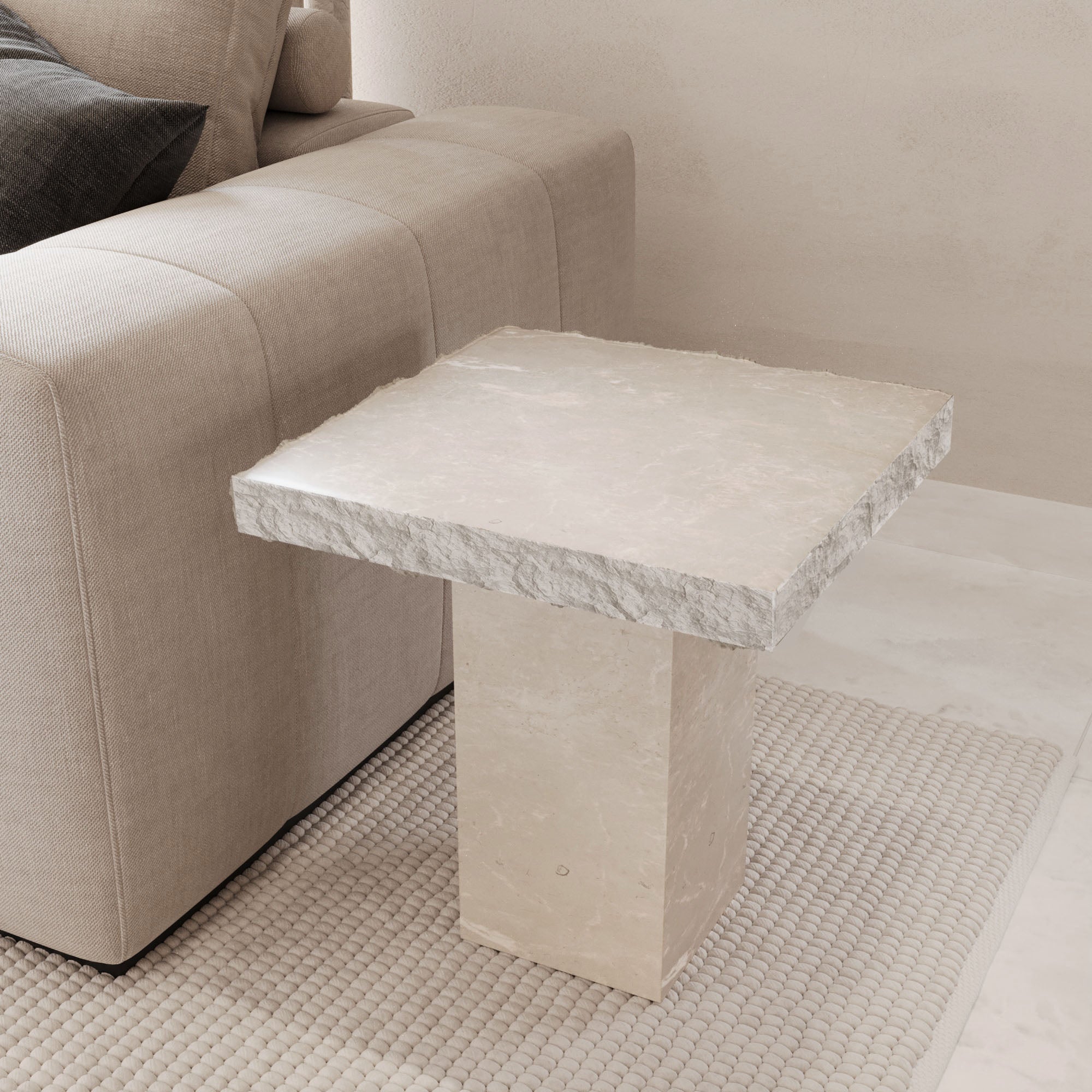 Rosa Limestone Side Table With Natural Edge