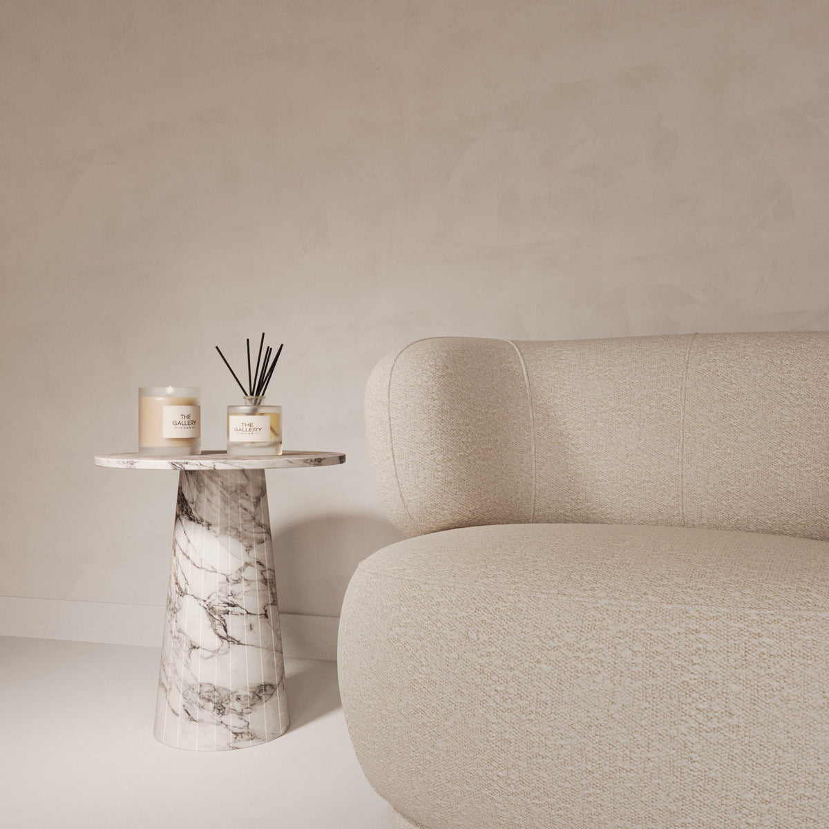 Lucy Arabescato Round Marble Side Table