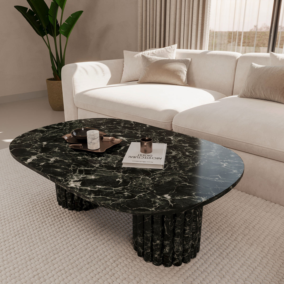 Lorenzo Verde Levanto Table With Fluted Base