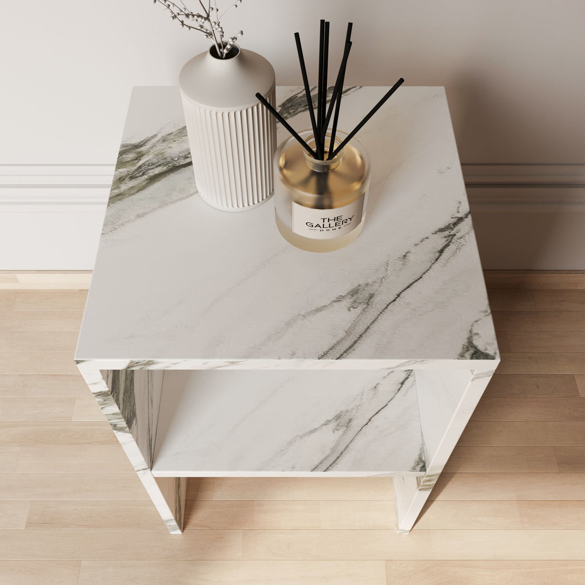 Lilia Calacatta Green Marble Box Side Table