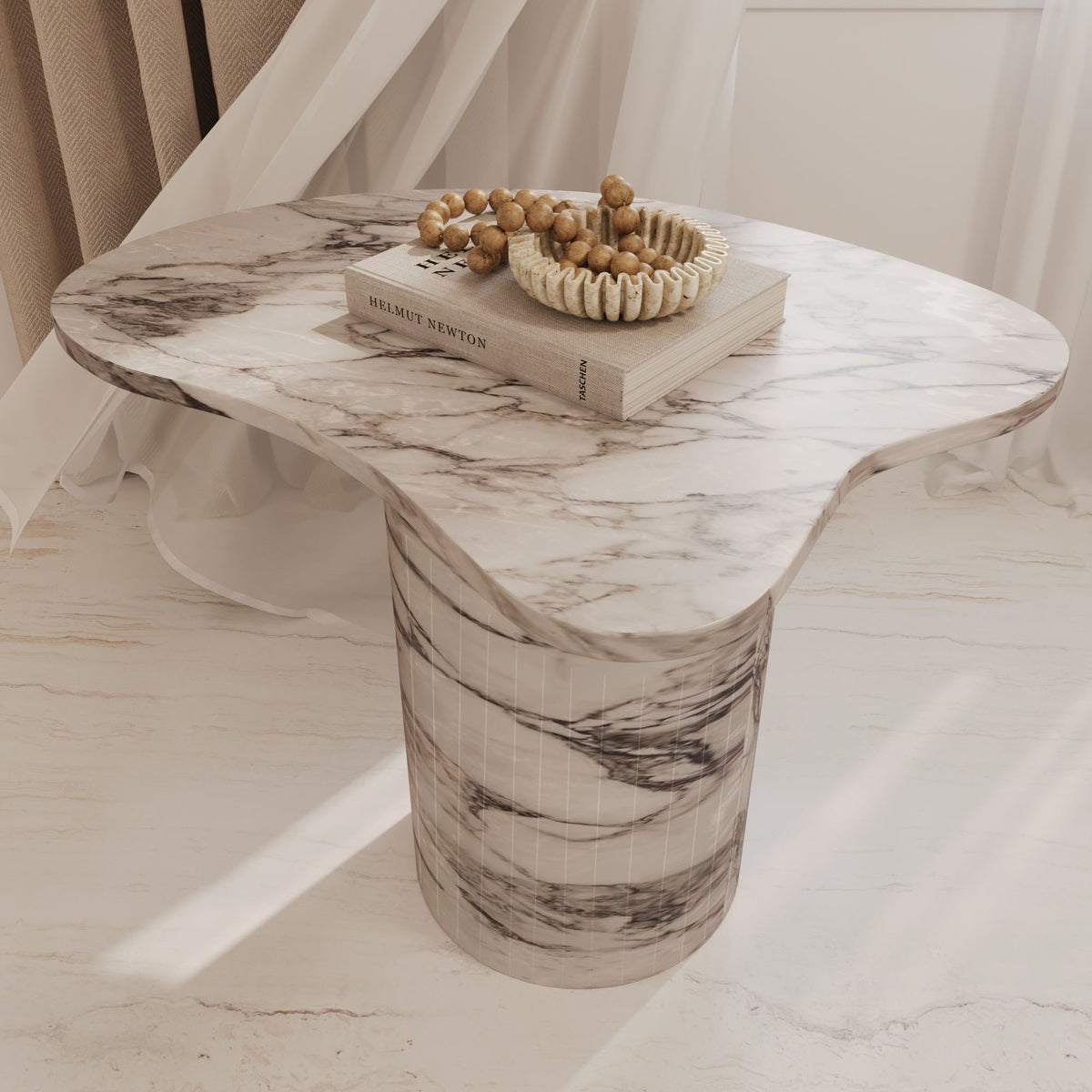 Lexi Italian Arabescato Marble Irregular Side Table