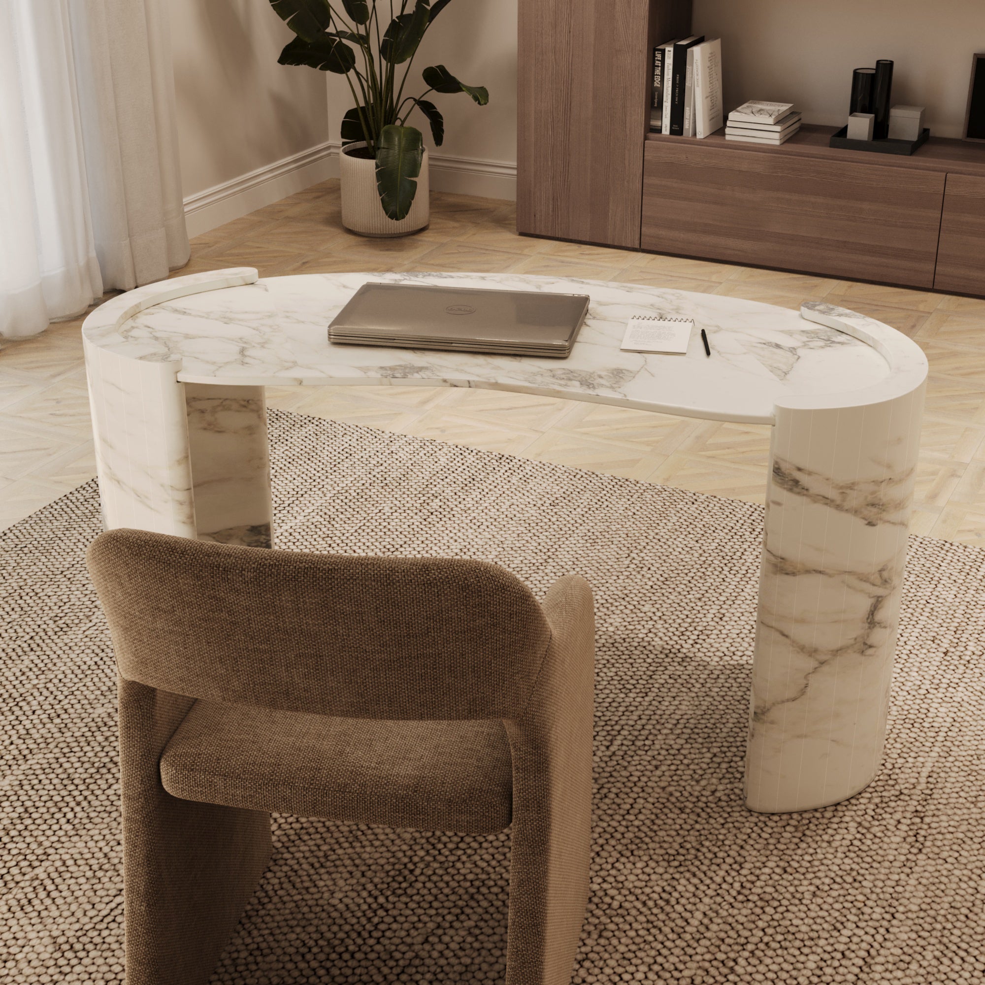 Verona Arabescato Curved Desk