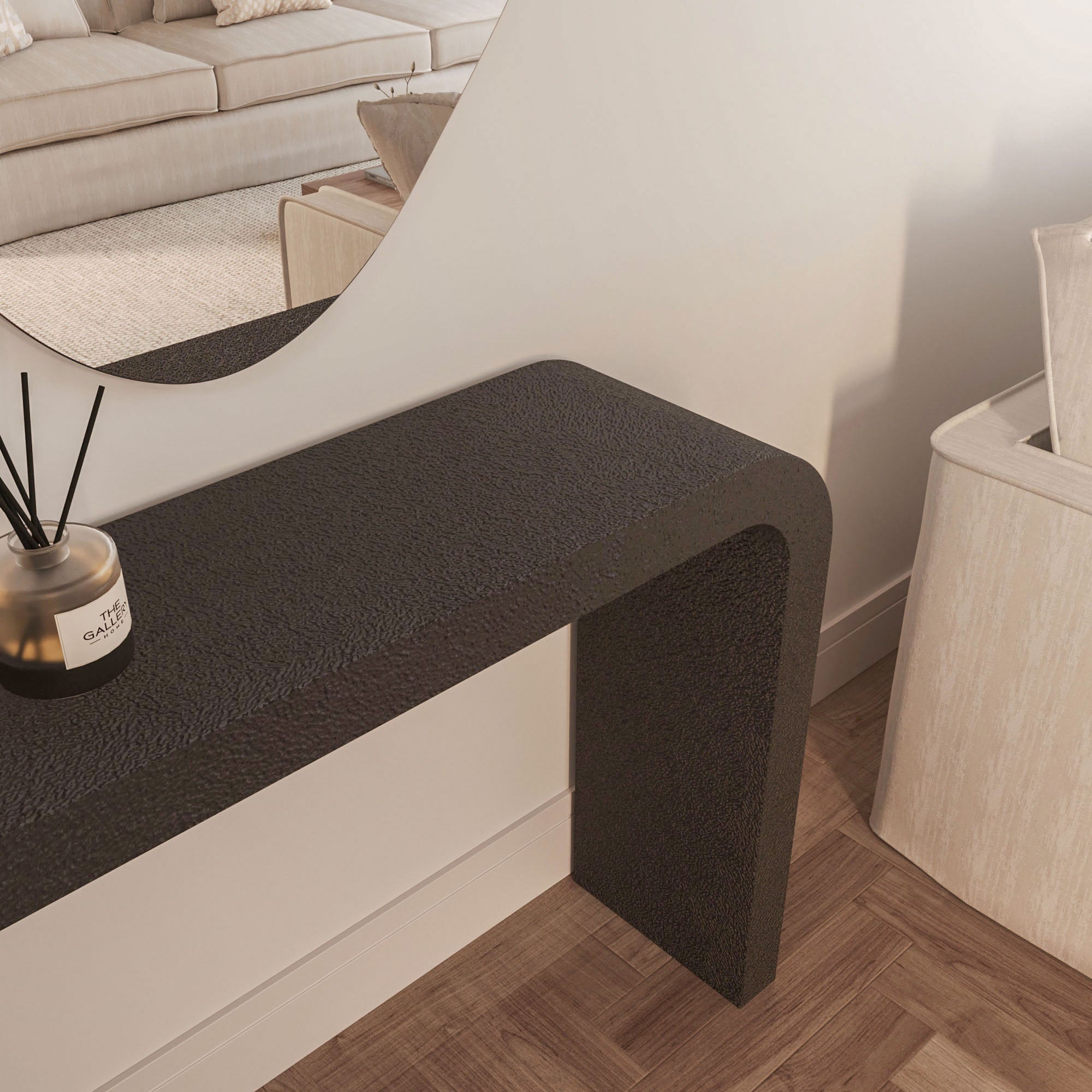 Athena Black Hump Console Table With Textured Finish