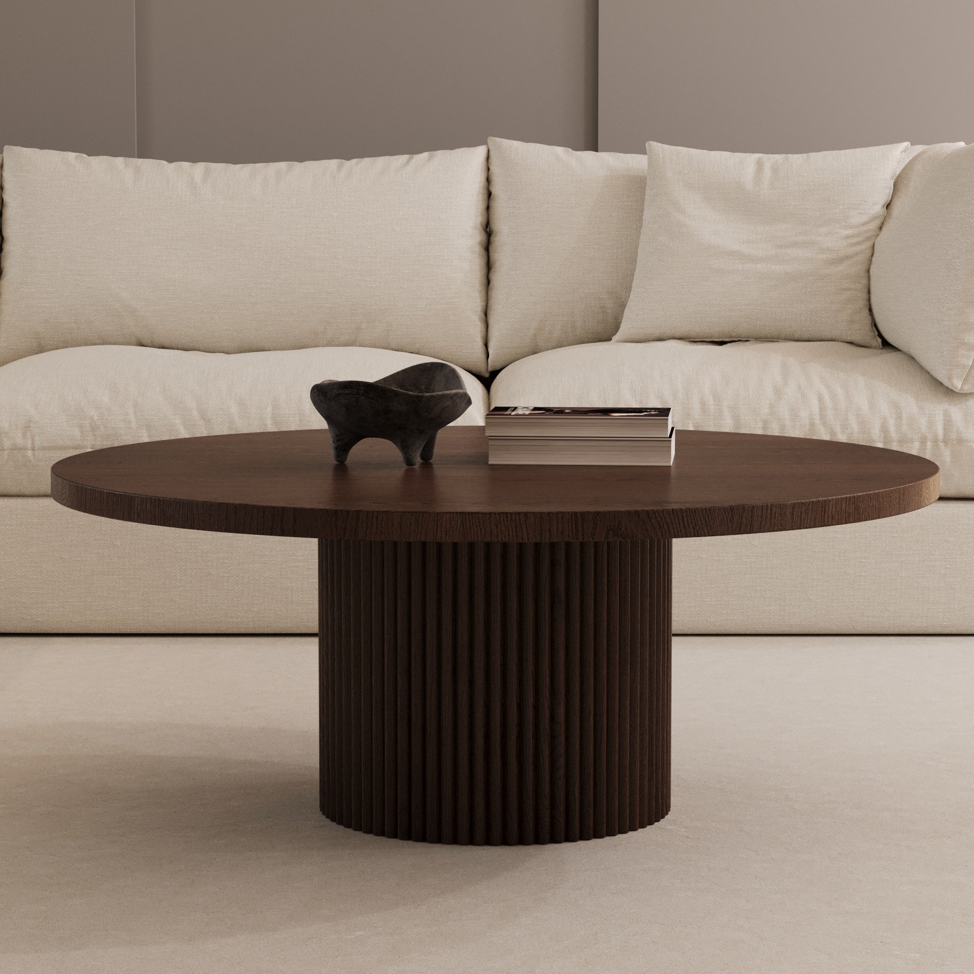 Oslo Walnut Wood Round Coffee Table