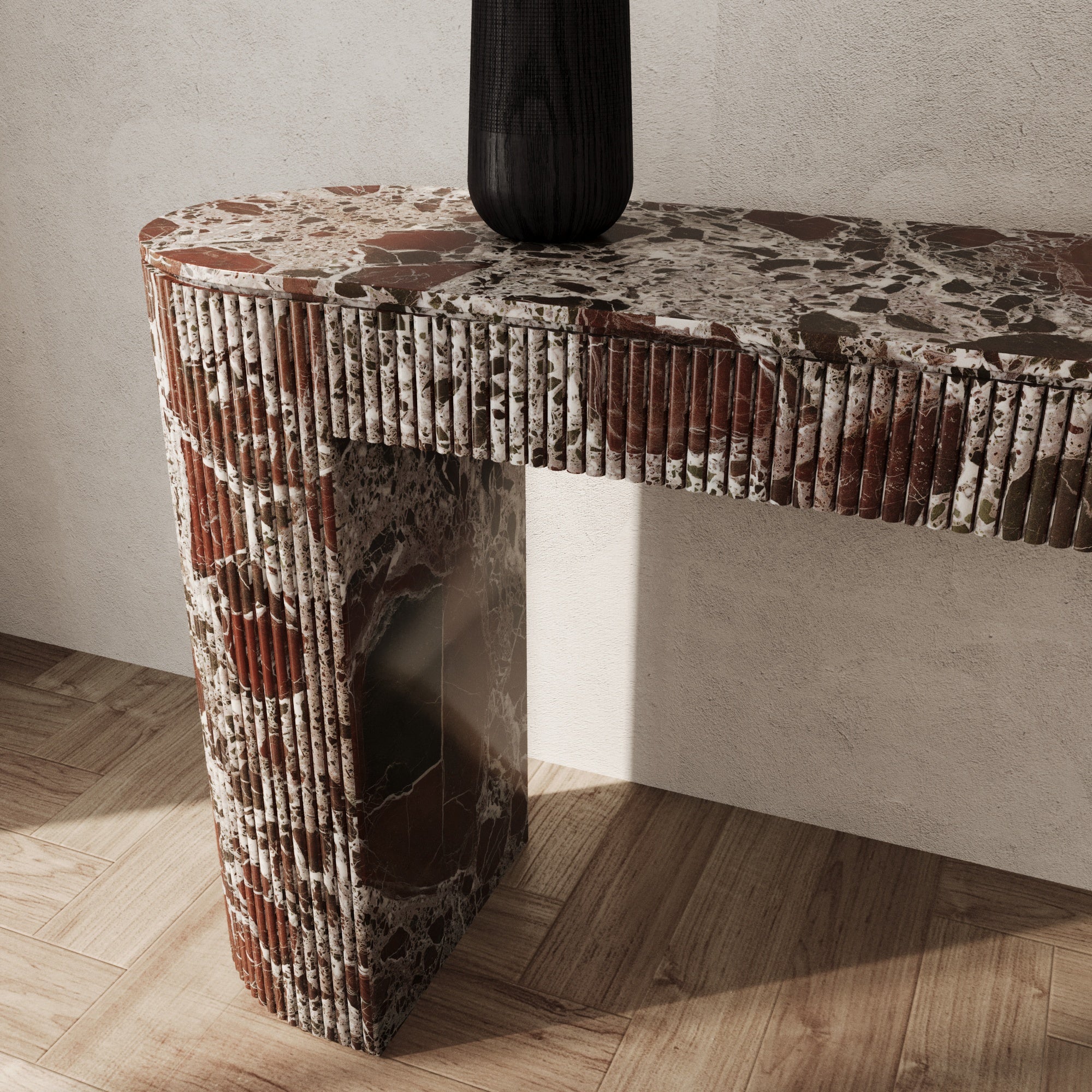 Ballagio Rosso Levanto Fluted Console Table