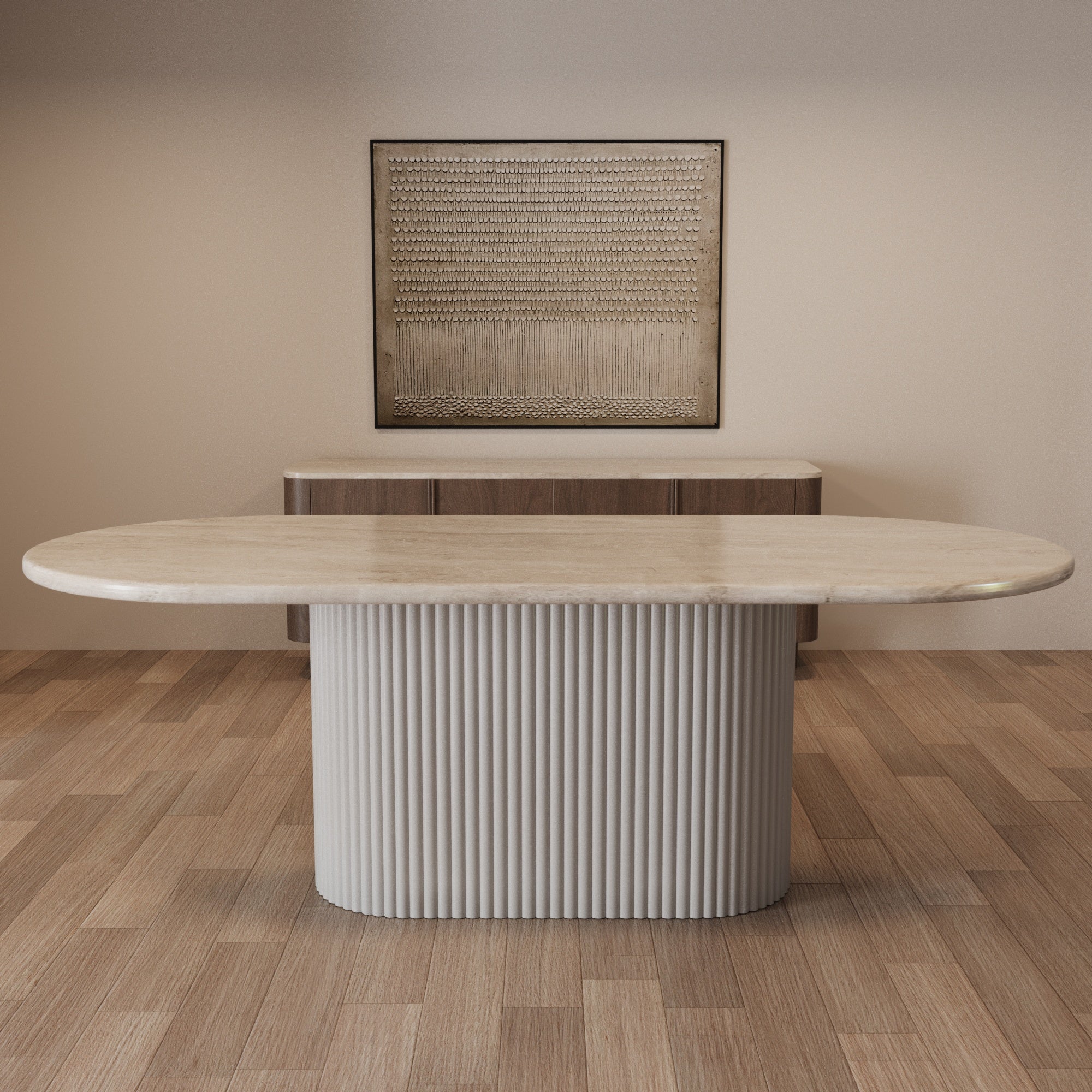 Lucente Cappuccino Oval Dining Table With Fluted Base