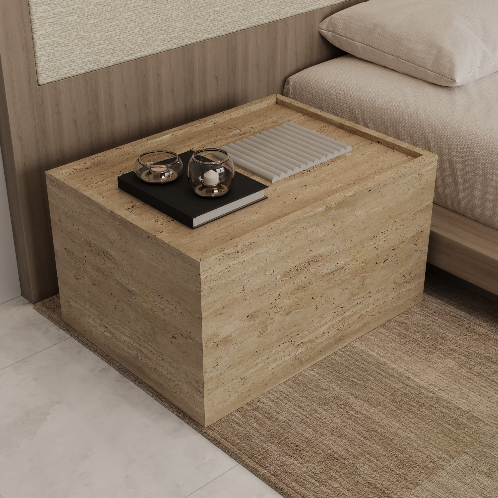 Aveline Travertine Nightstand