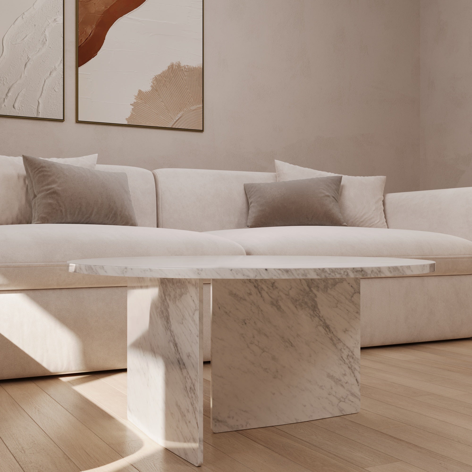 Dalia Carrara Marble Round Coffee Table