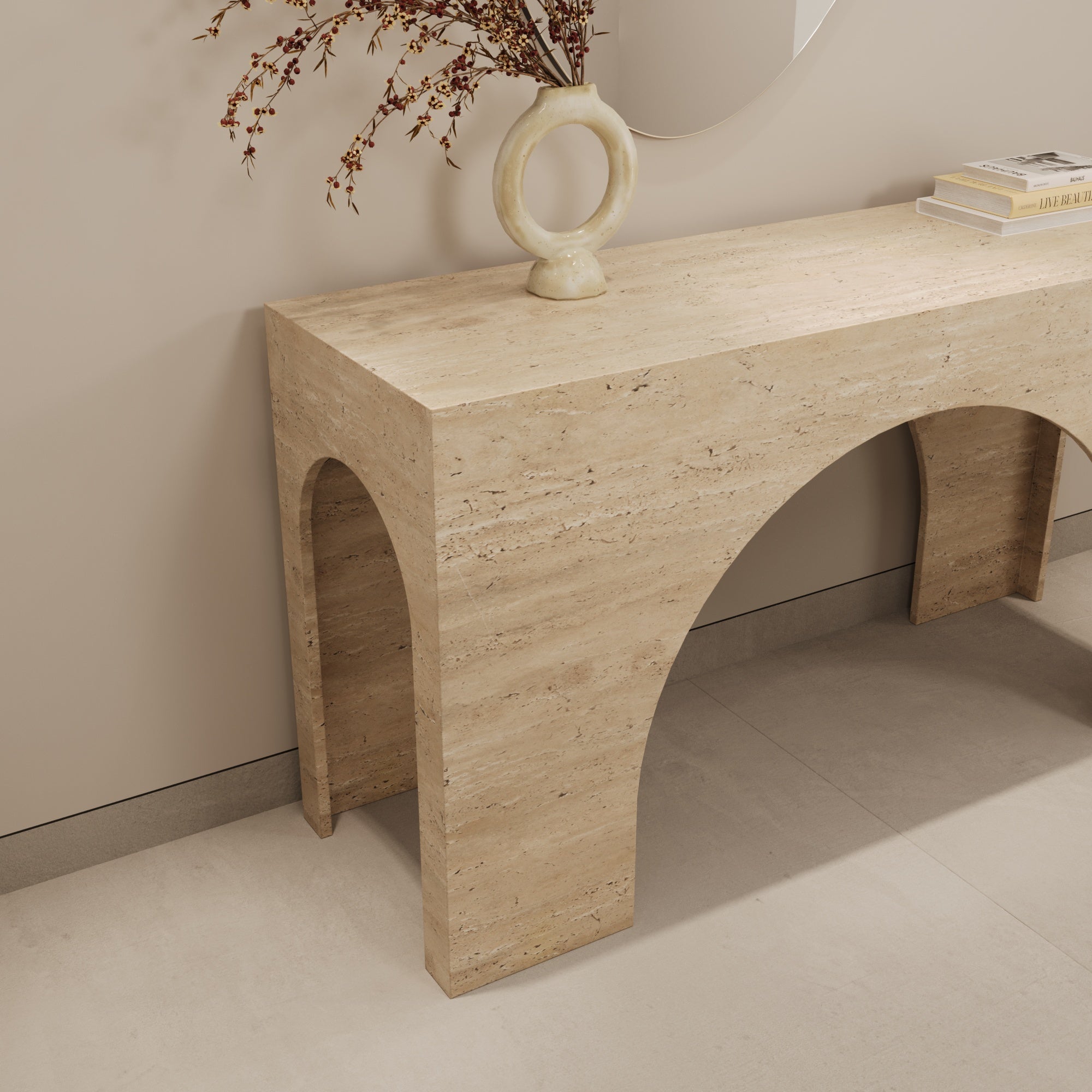Arco Travertine Console Table