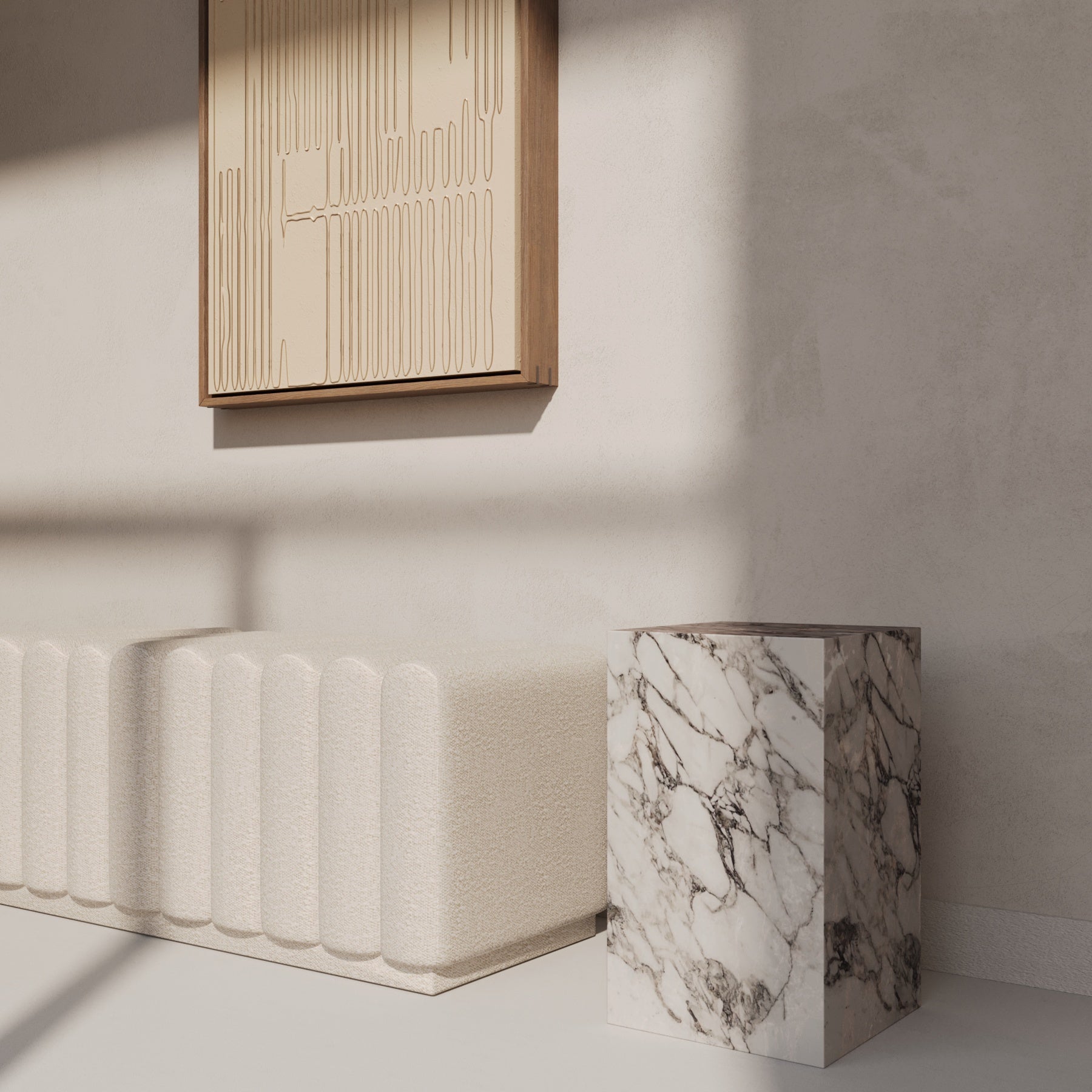 Clara Italian Arabescato Marble Plinth