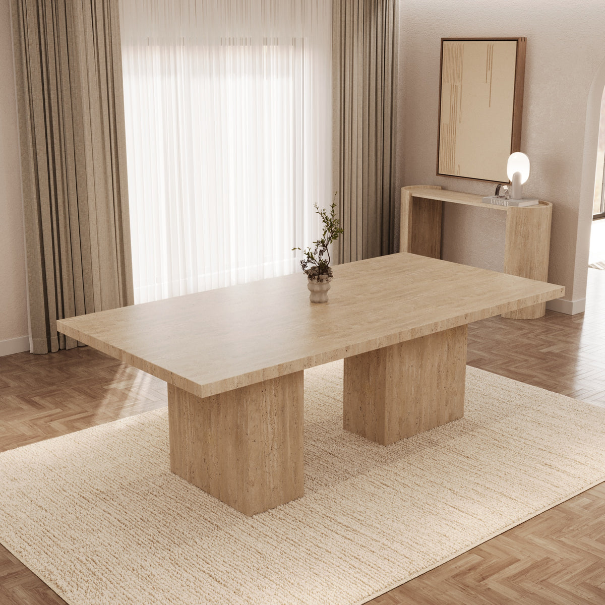 Olivia Italian Travertine Dining Table
