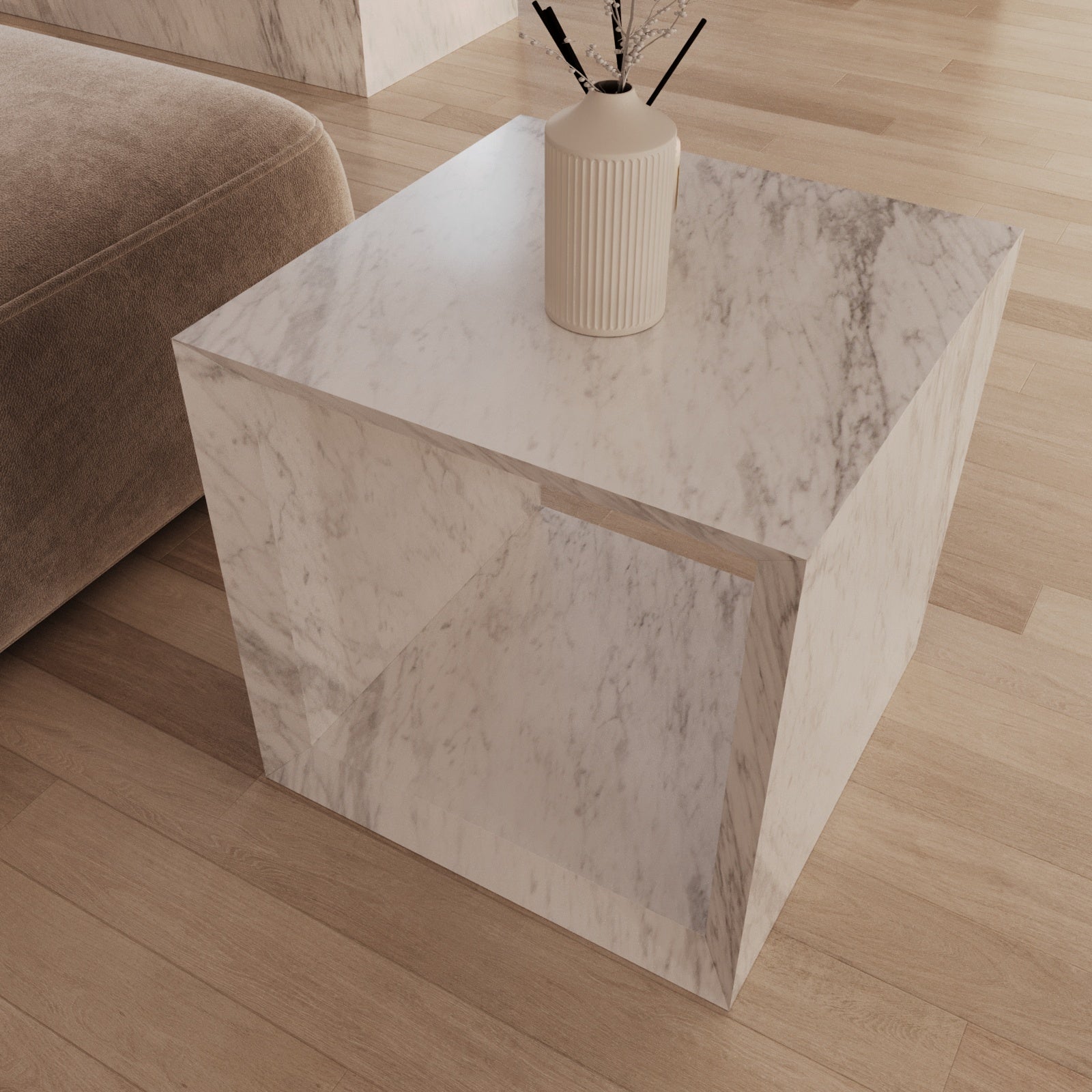 Viani Calacatta Green Marble Box Side Table