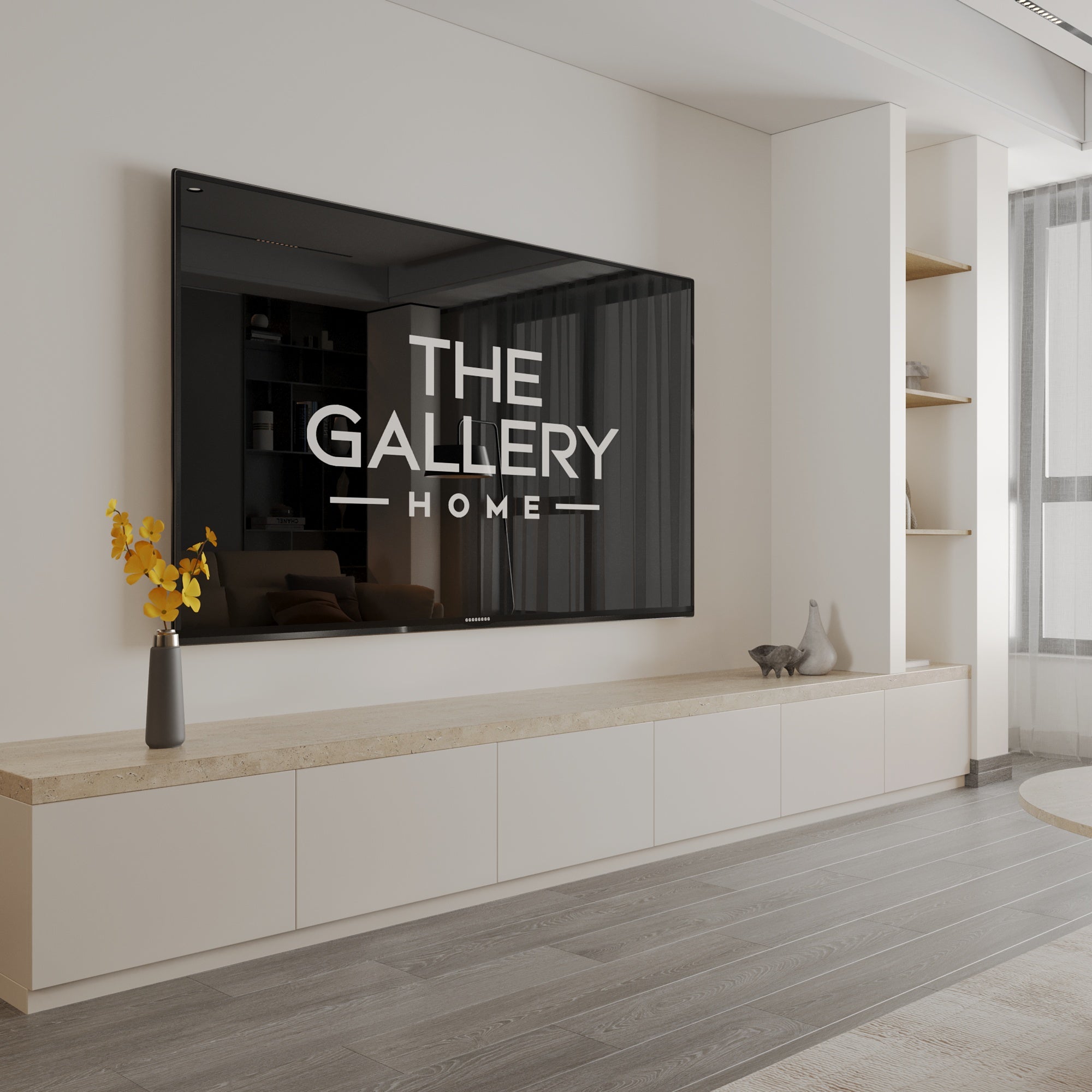 Orla Media Wall With Stone