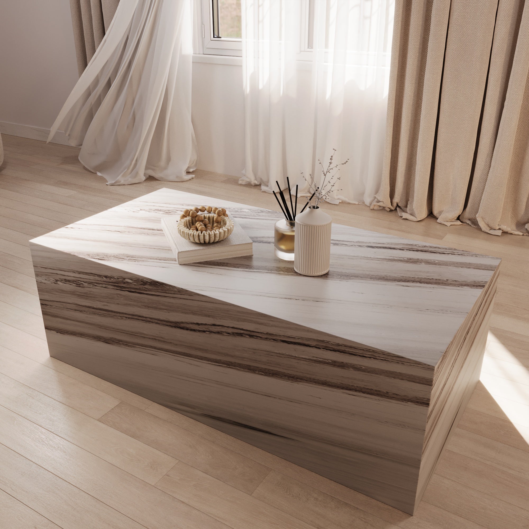 Boston Ajax Gold Marble Cube Table