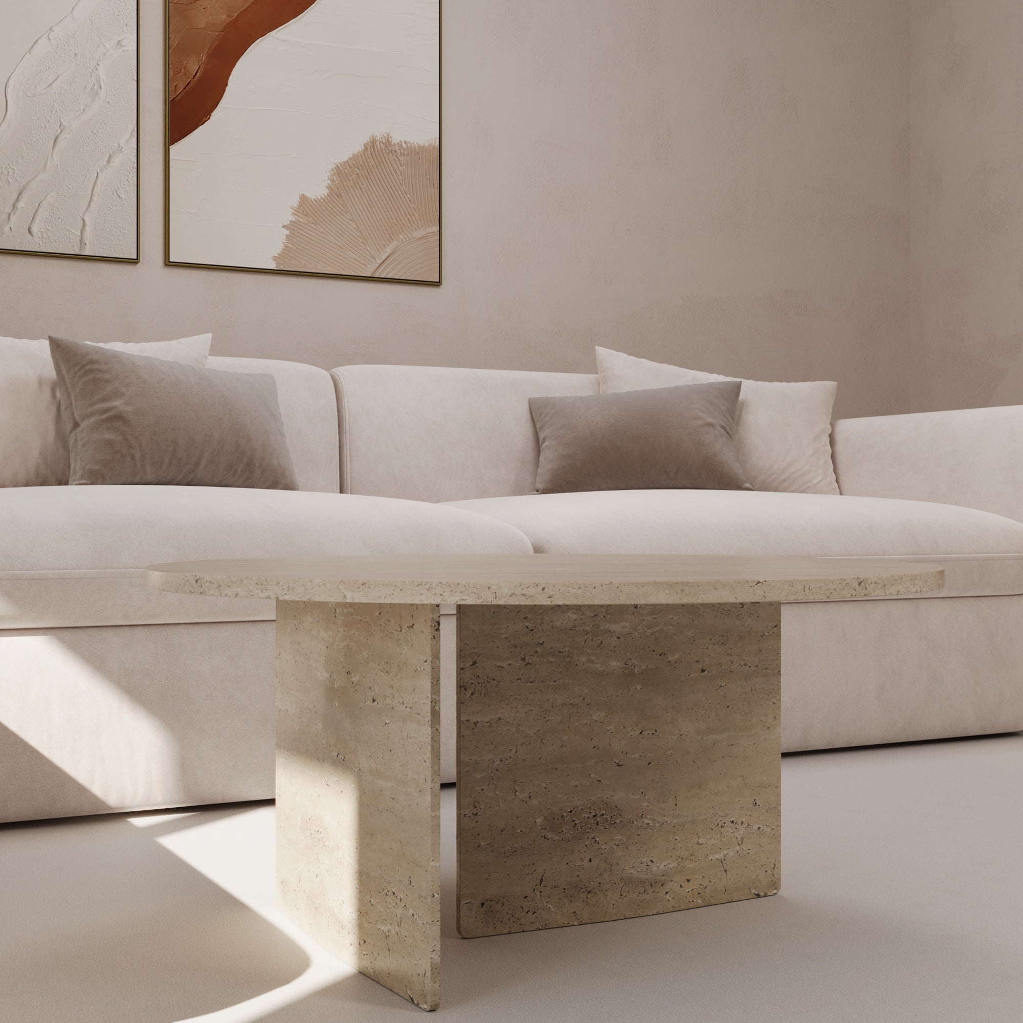 Dalia Travertine Marble Round Coffee Table
