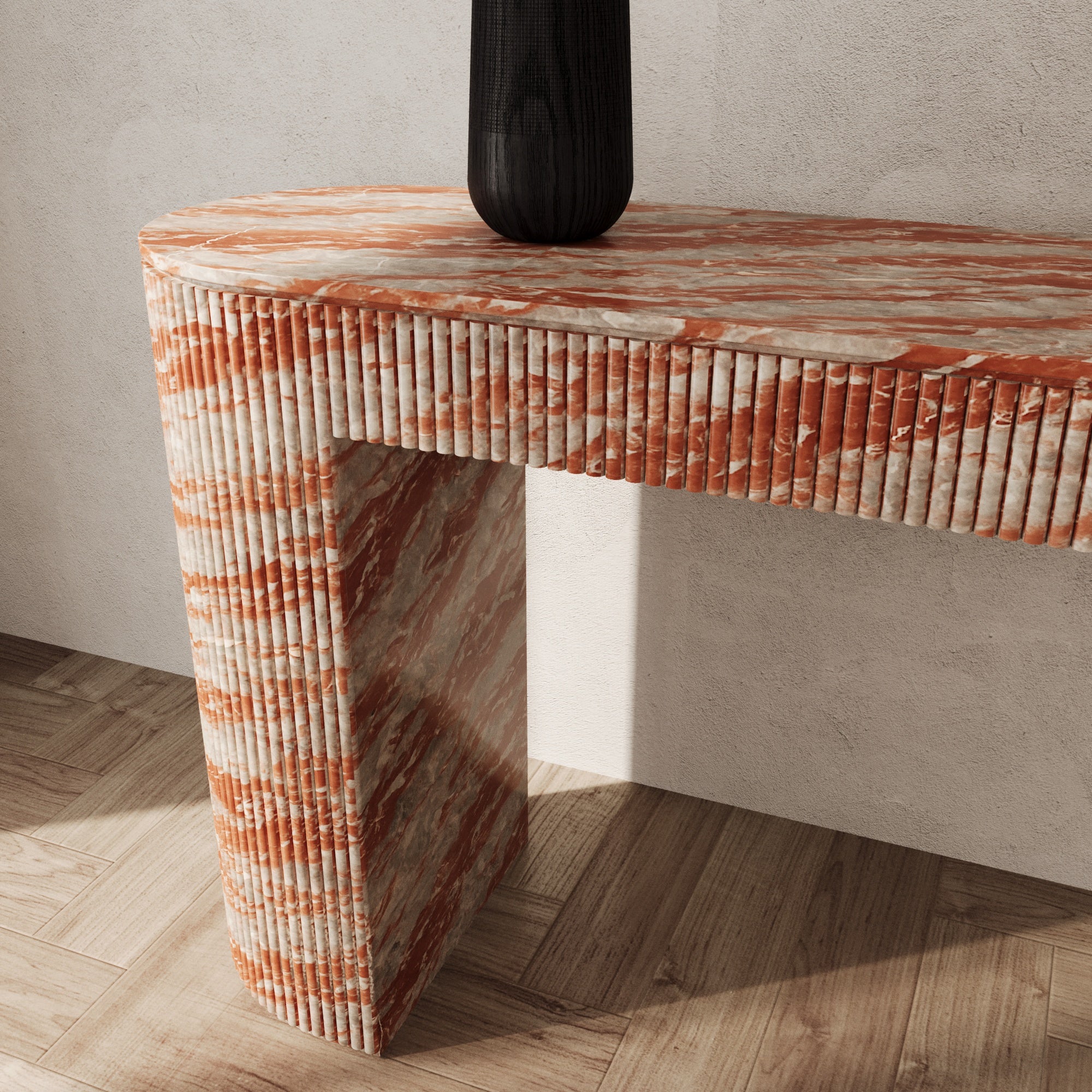 Ballagio Rosso Francio Fluted Console Table