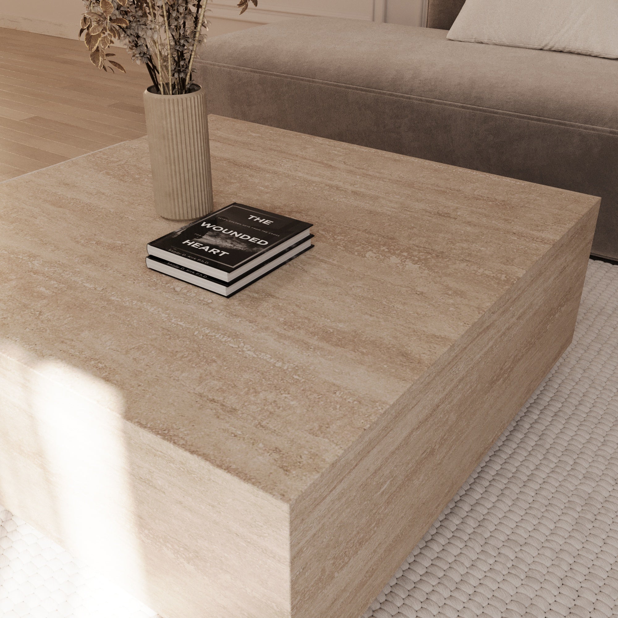 Darius Travertine Square Floating Coffee Table
