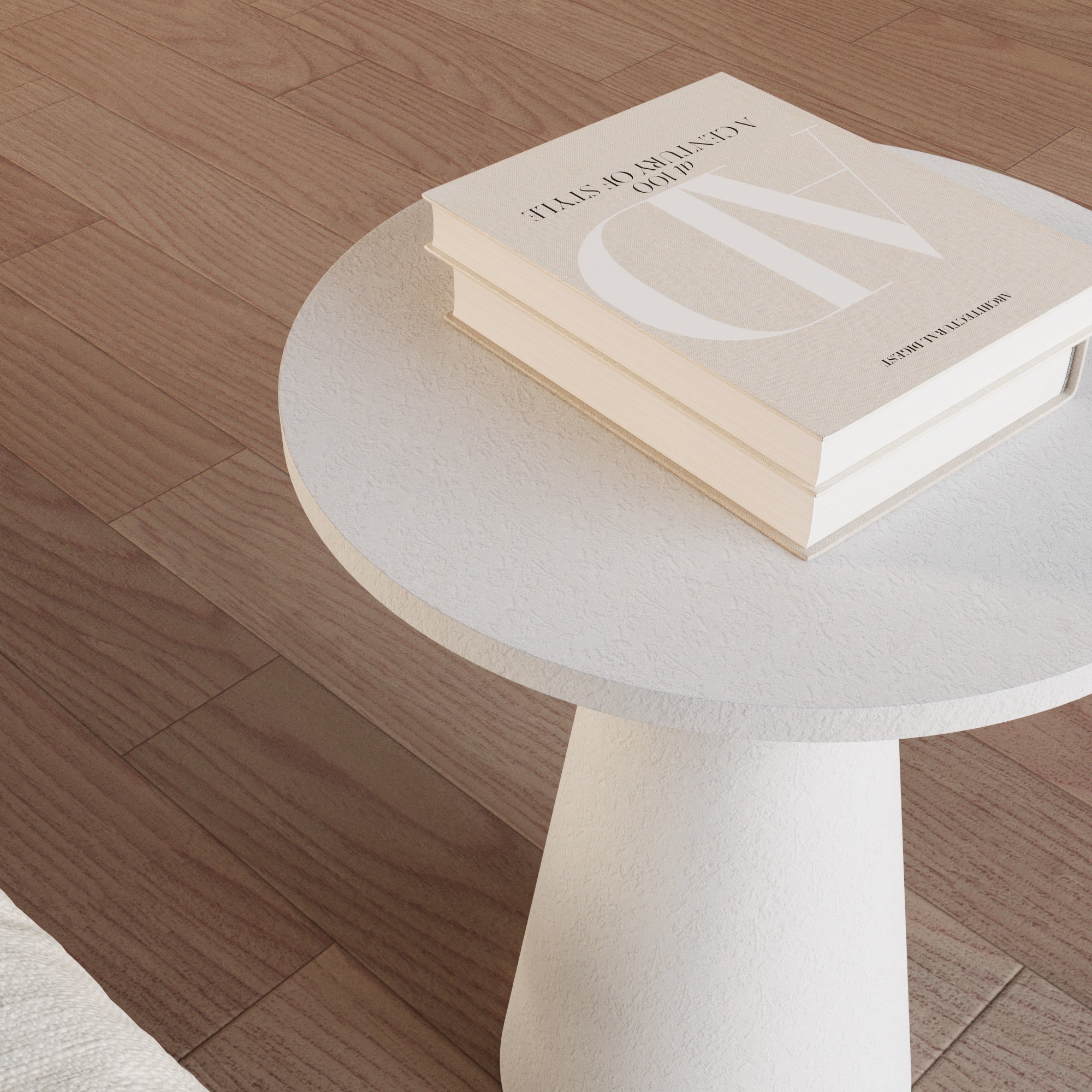 Athena White Side Table With Textured Finish