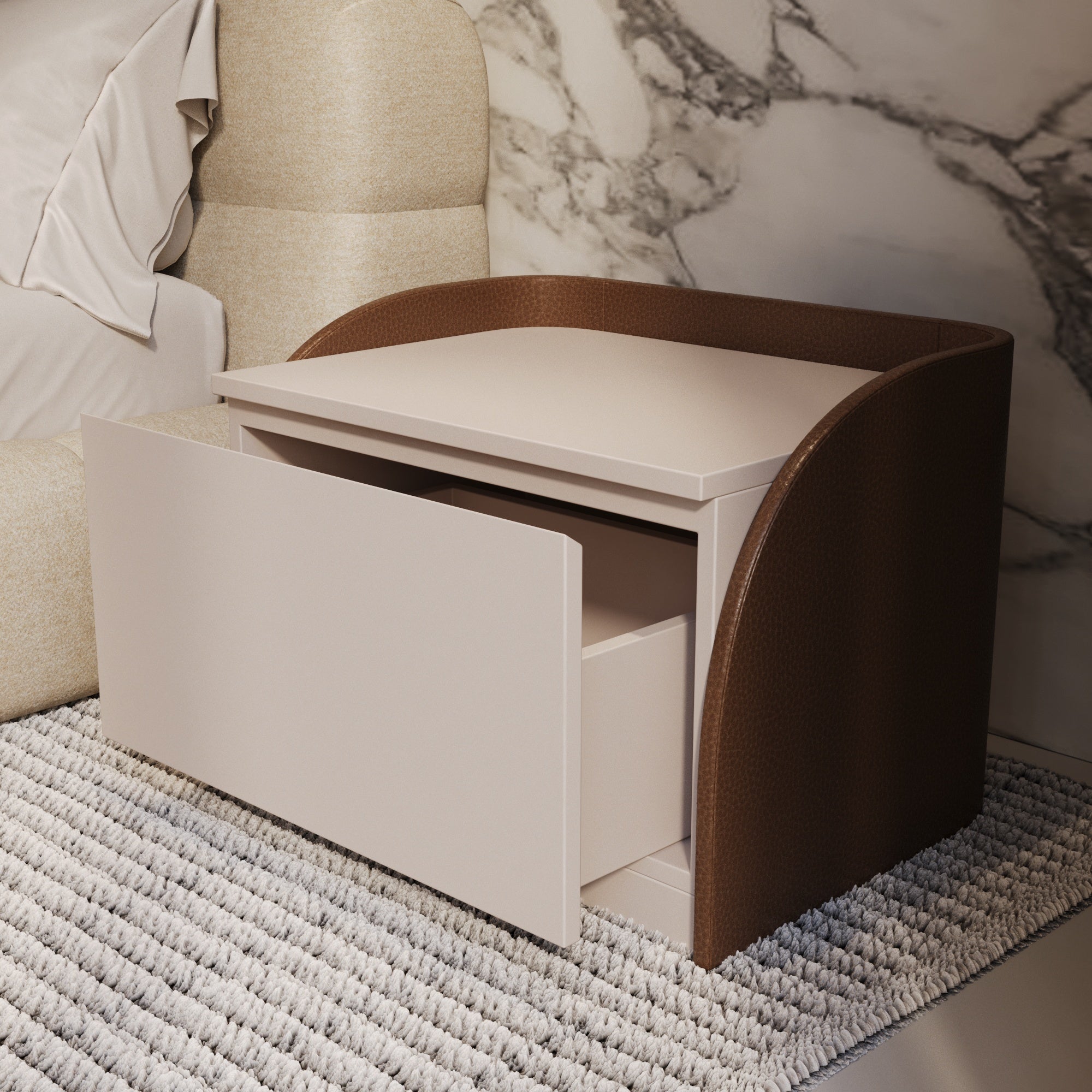 Sena Faux Leather Nightstand