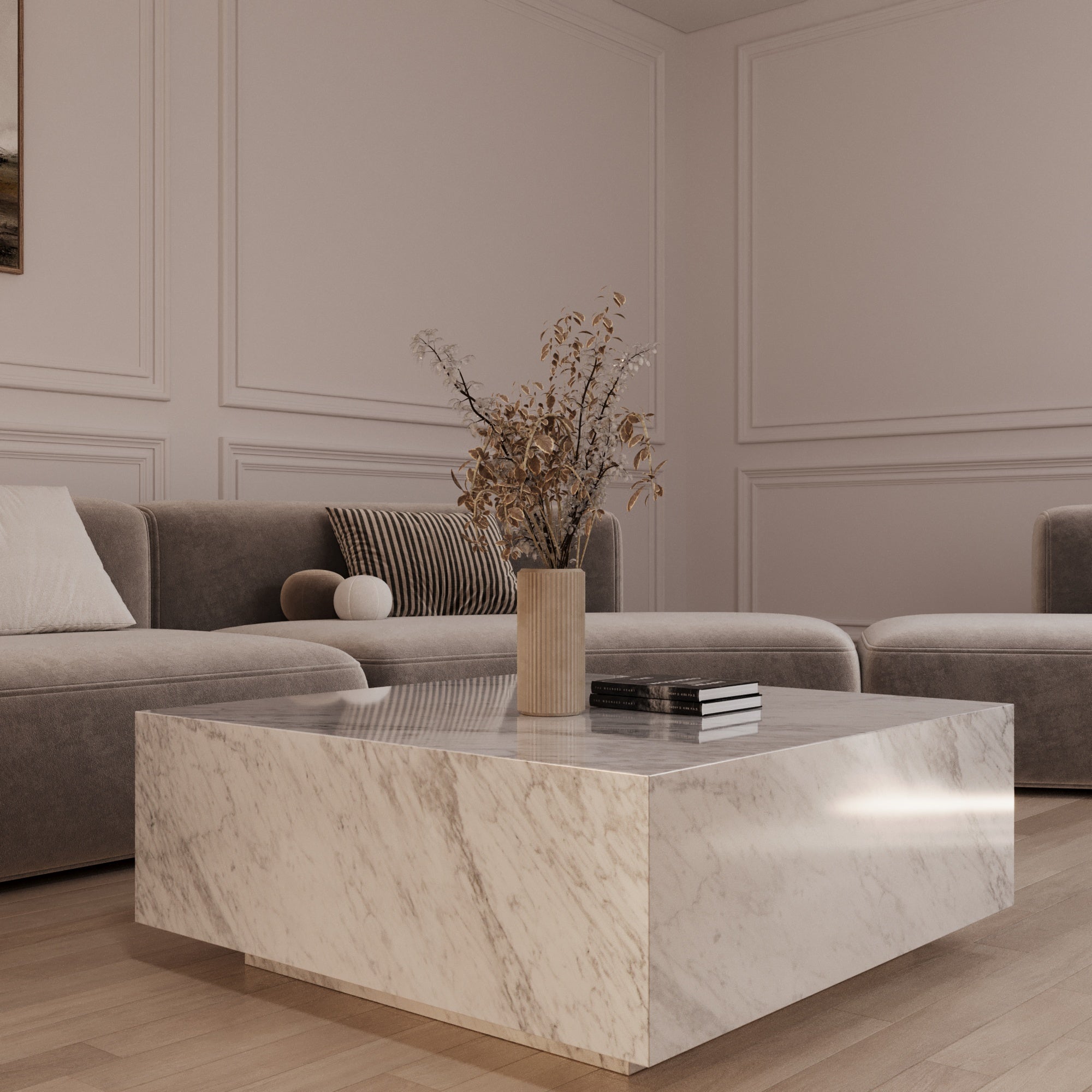 Darius Carrra Marble Square Floating Coffee Table
