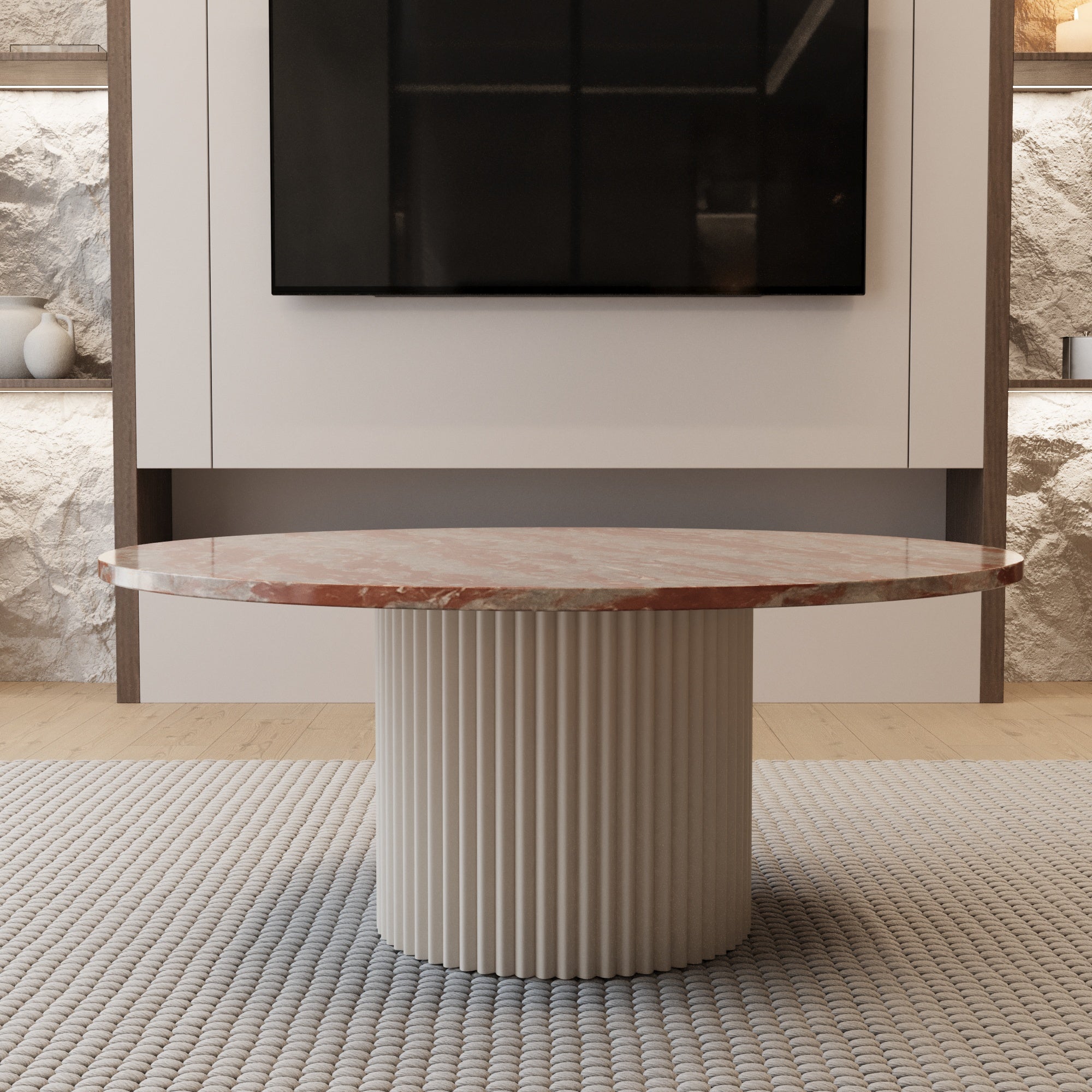 Lucente Rosso Francia Table With Fluted Base