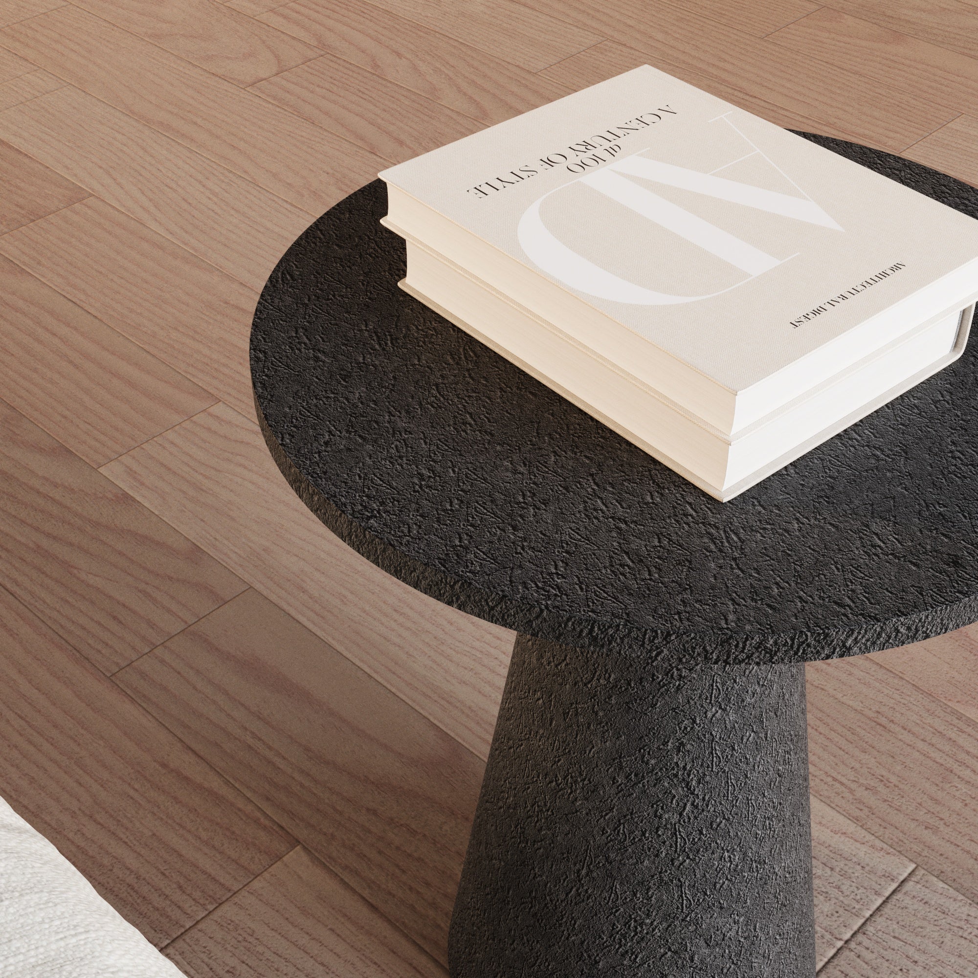 Athena Black Side Table With Textured Finish