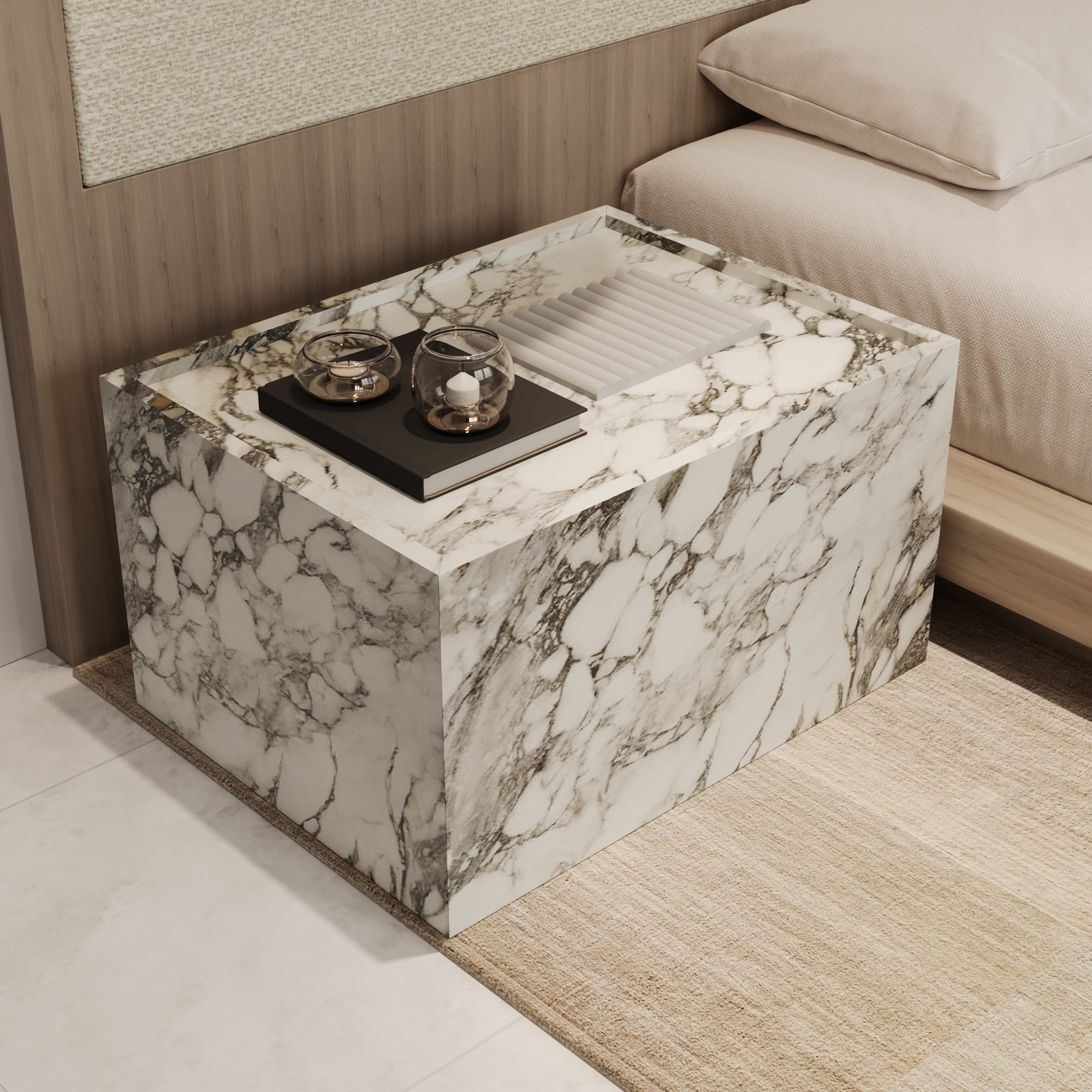 Aveline Arabescato Nightstand