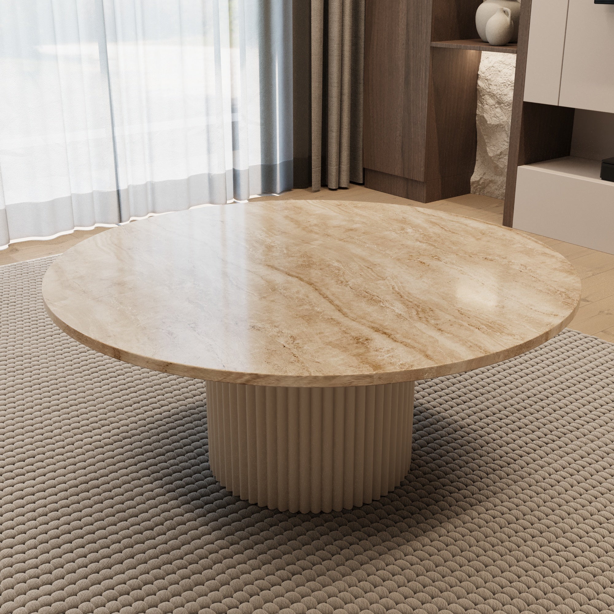 Lucente Cappuccino Coffee Table With Fluted Base