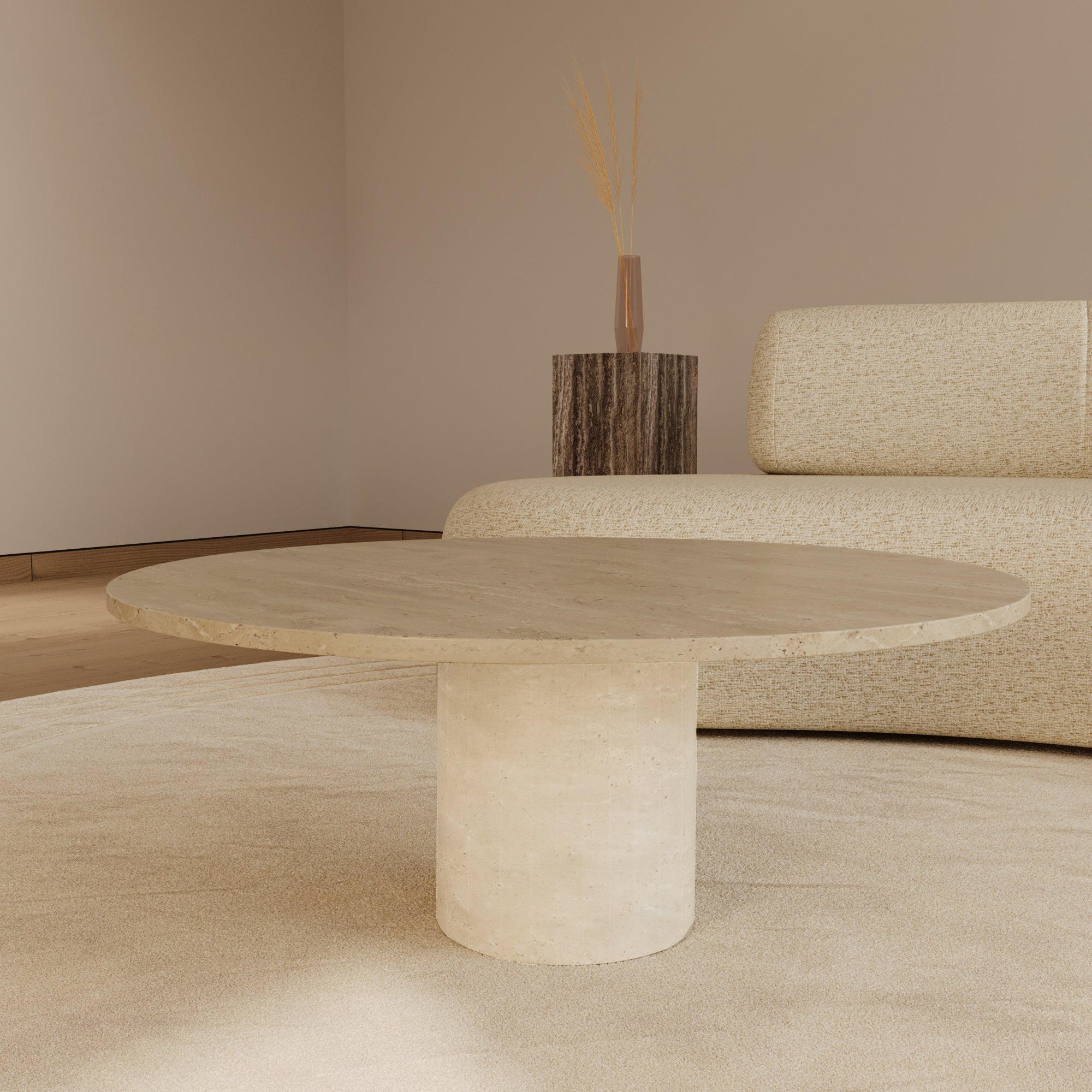 Nolan Travertine Round Coffee Table