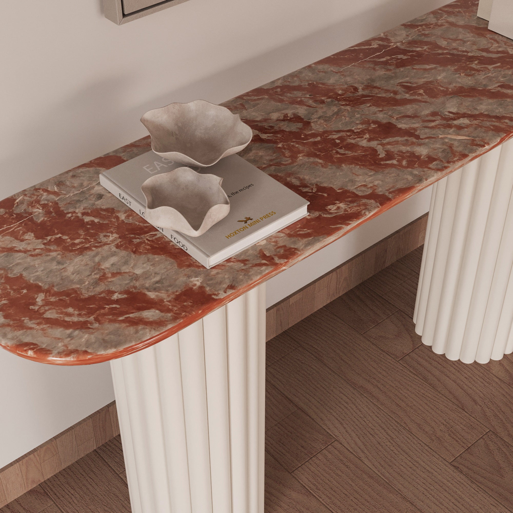 Lucente Rosso Francio Console Table With Fluted Base