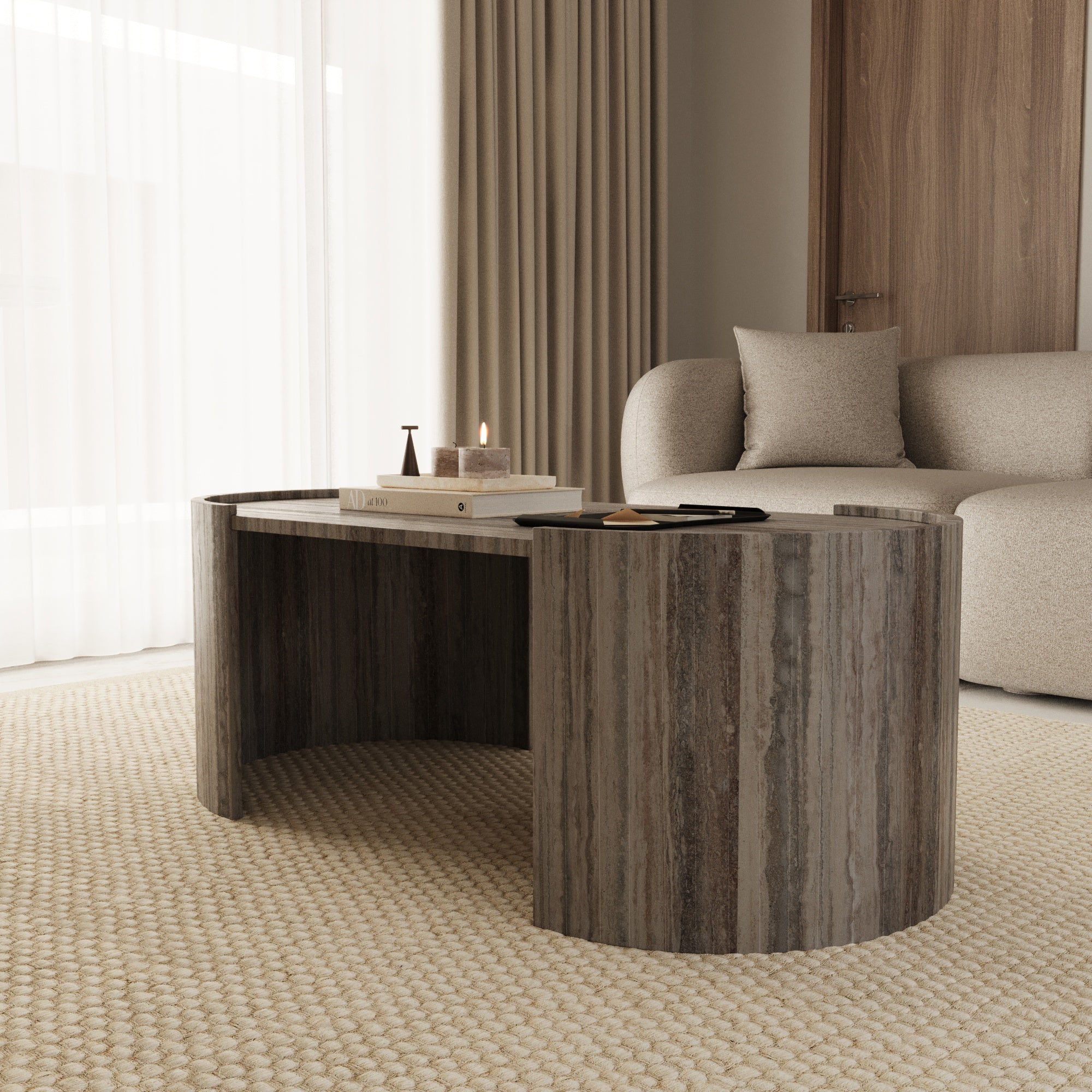 Lavia Grey Travertine Coffee Table