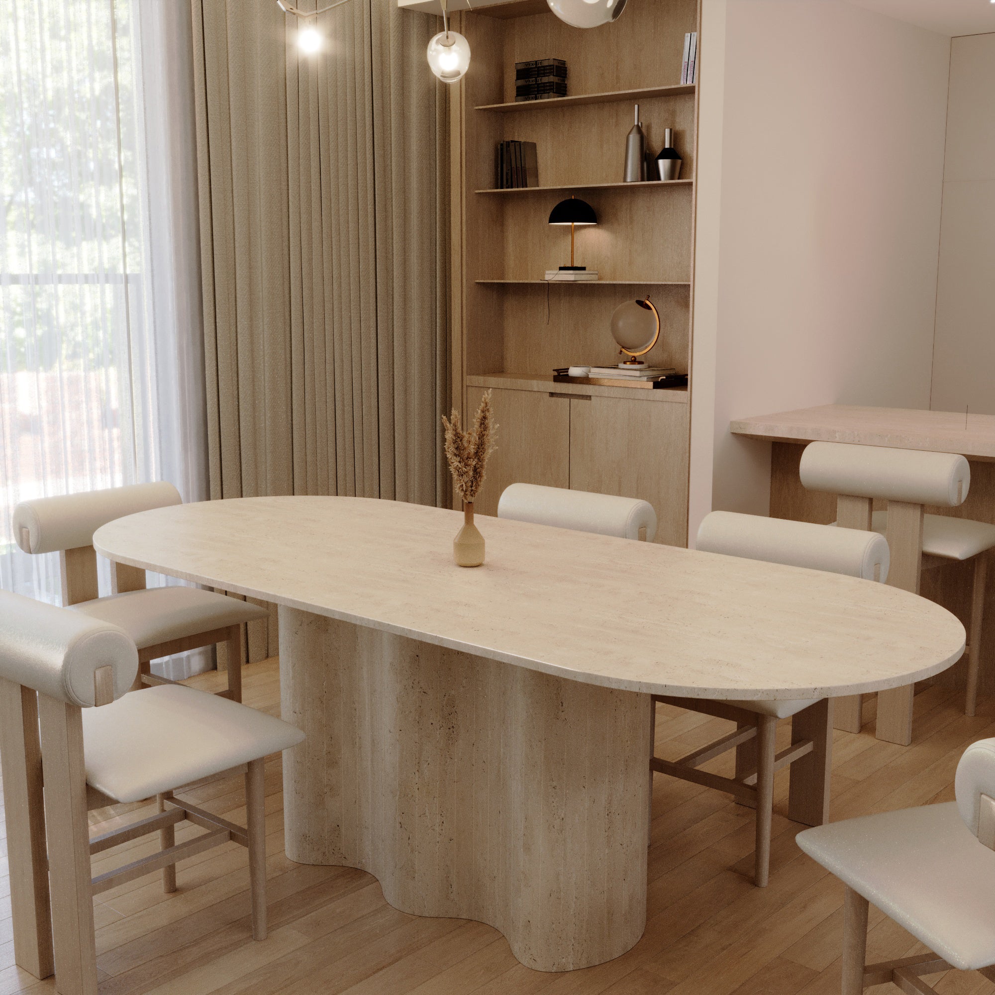Venezia Travertine Oval Dining Table