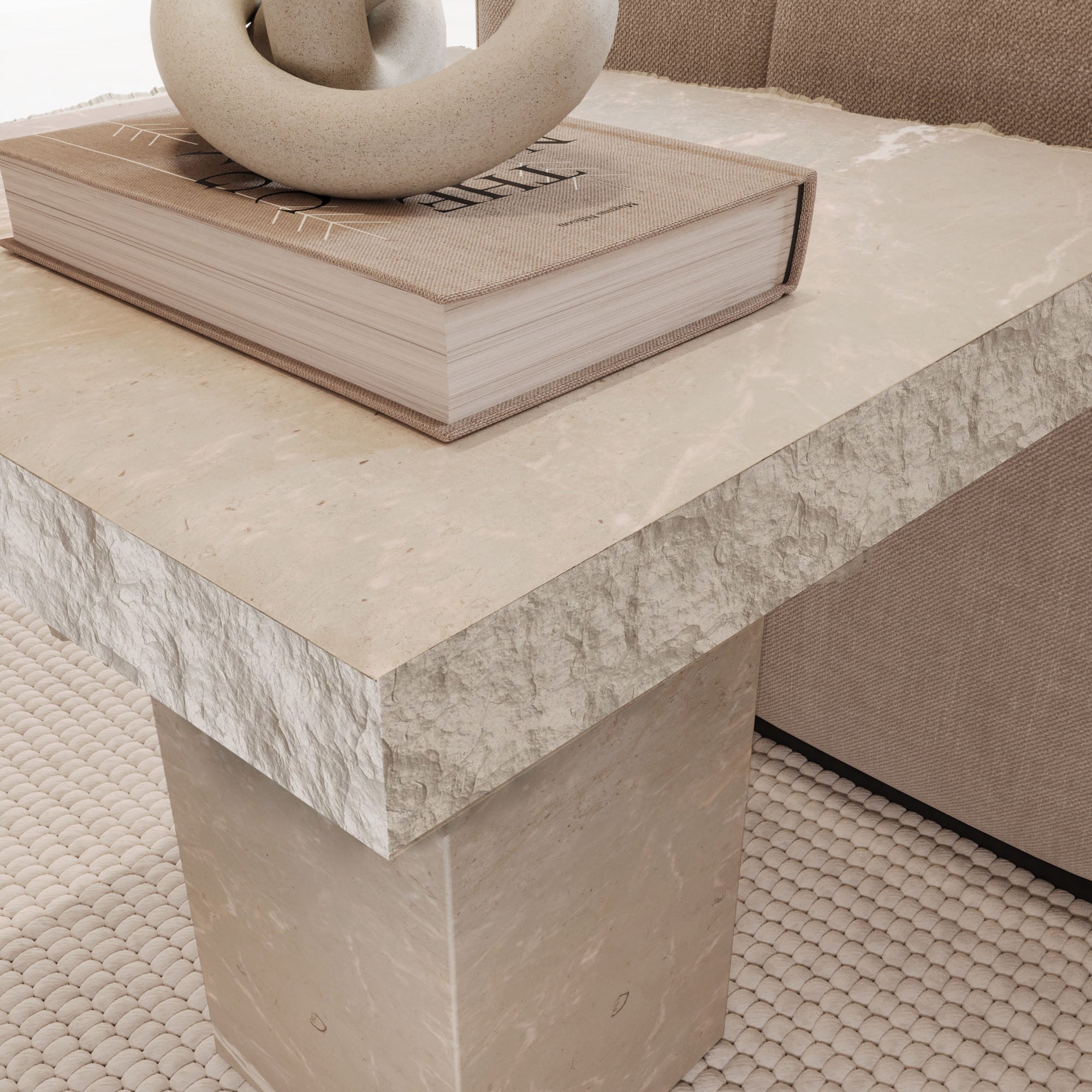 Rosa Limestone Side Table With Natural Edge