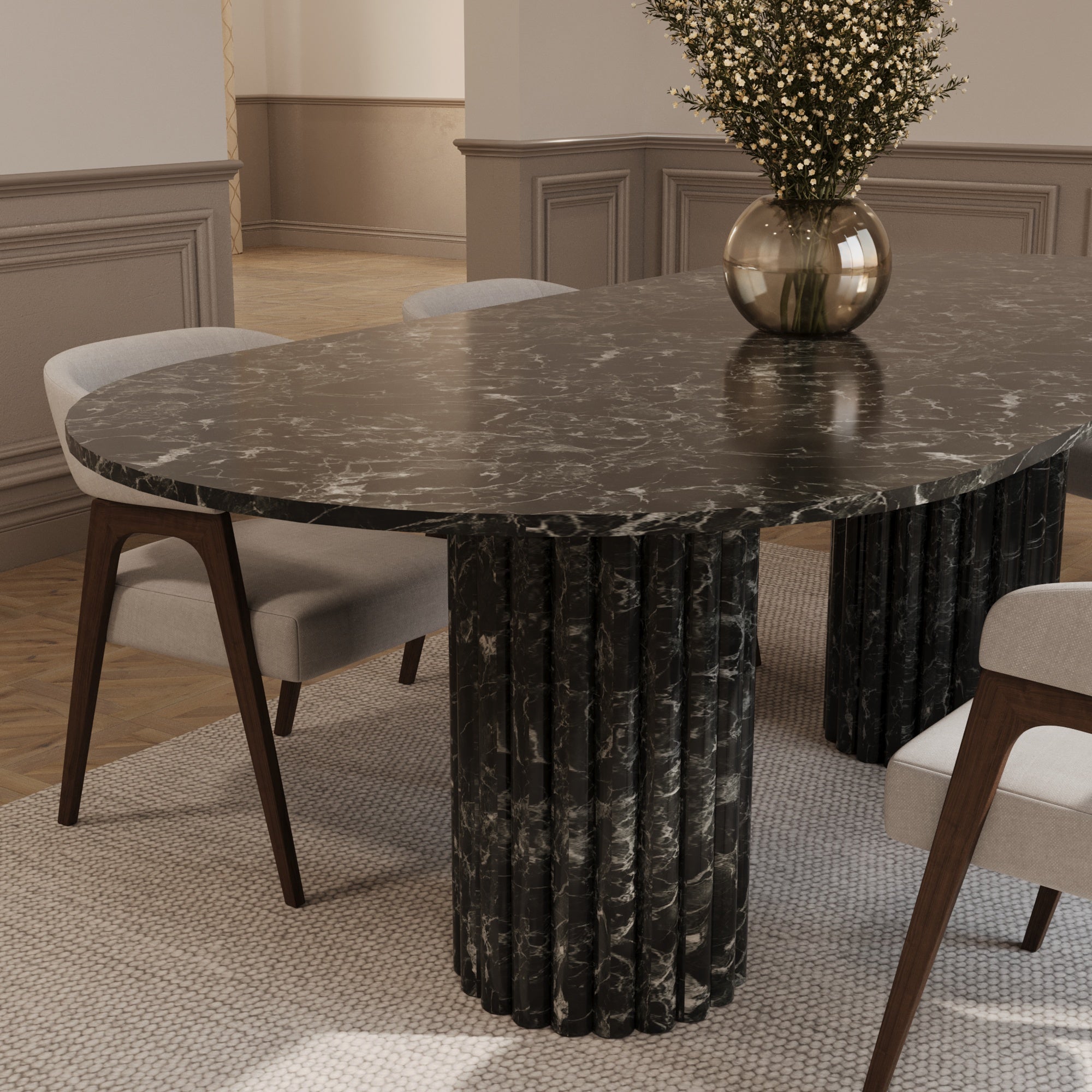 Lorenzo Verde Levanto Oval Dining Table With Fluted