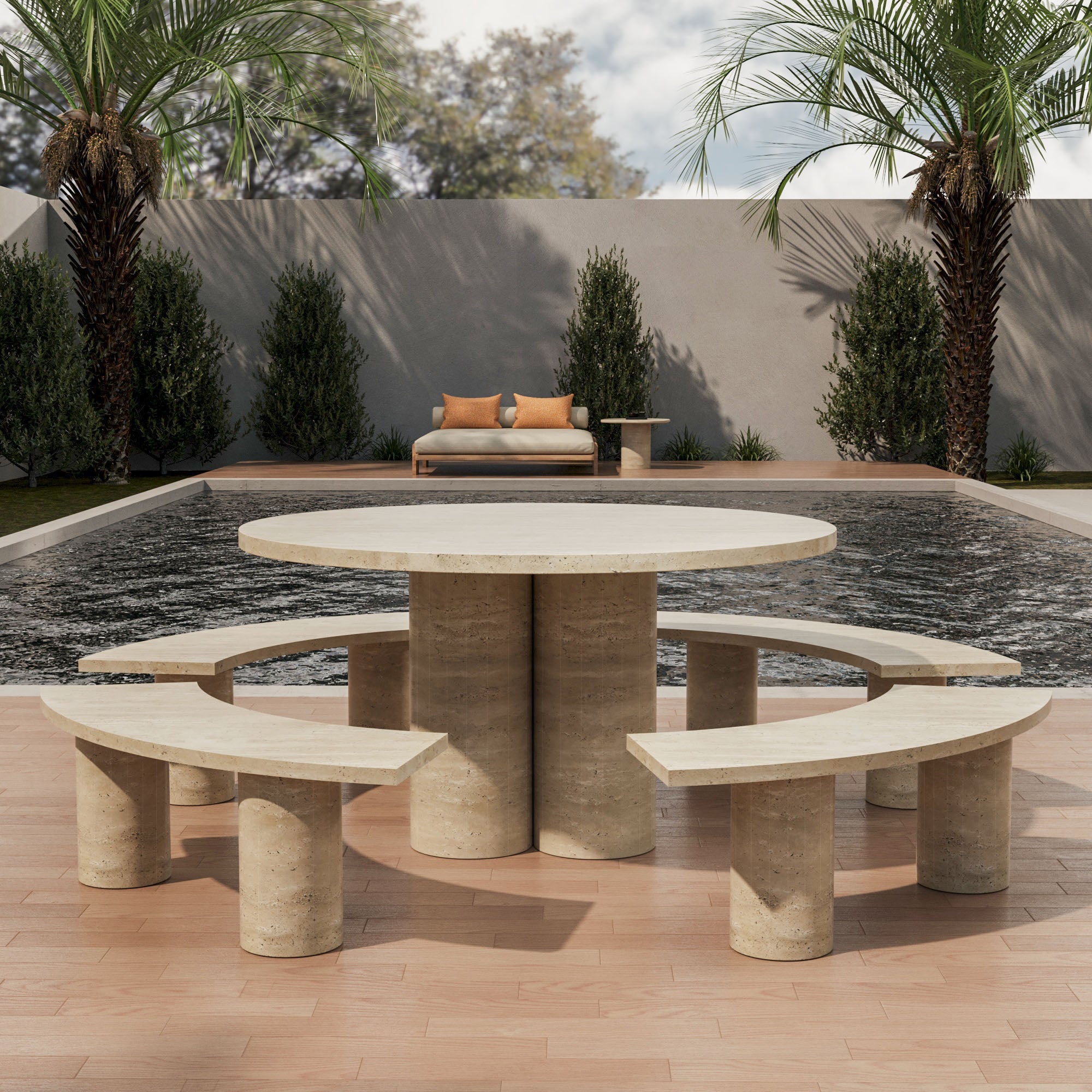 Tuscany Outdoor Travertine Dining Set