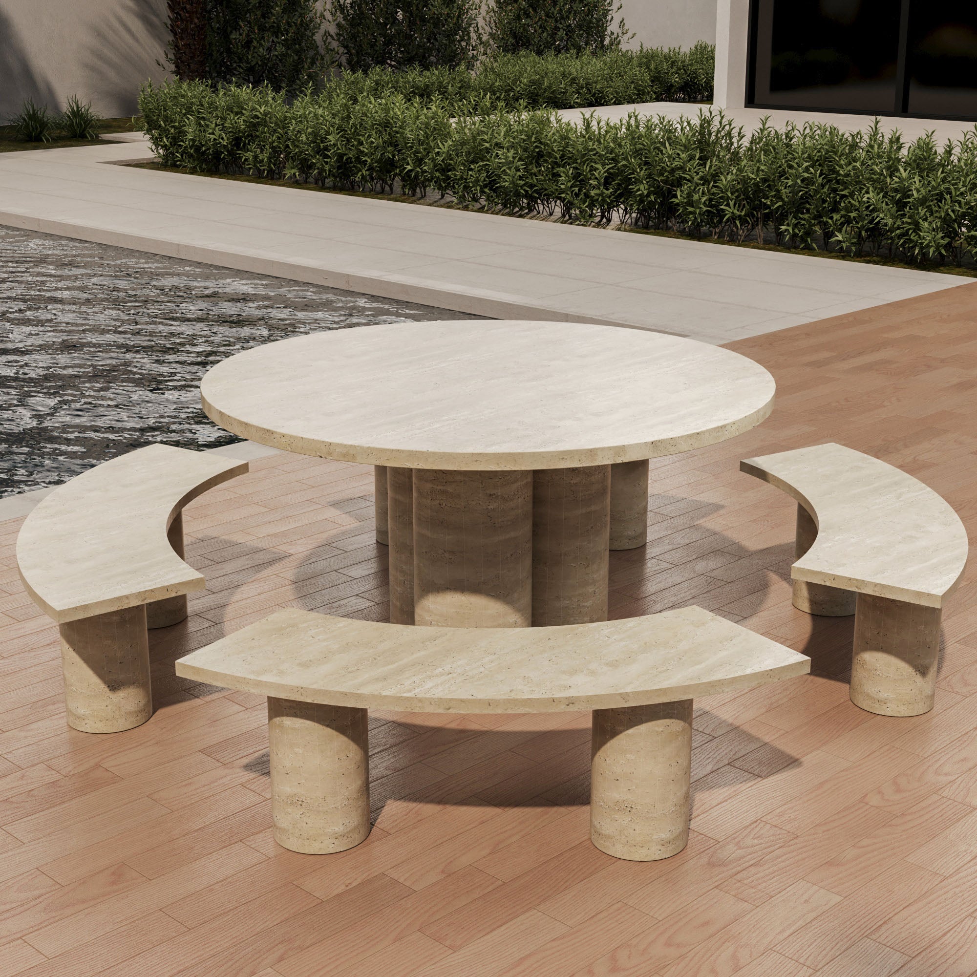Tuscany Outdoor Travertine Dining Set