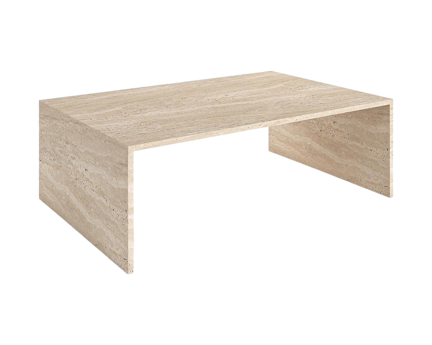 HAND CRAFTED ORGANIC TRAVERTINE U SHAPE COFFEE TABLE