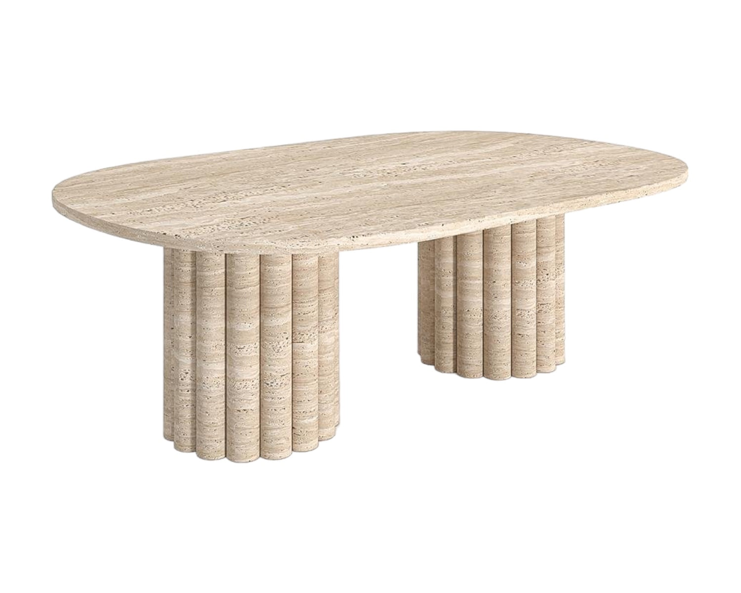 LORENZO HAND CRAFTED TRAVERTINE OVAL COFFEE TABLE