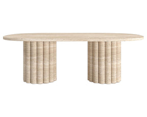 LORENZO HAND CRAFTED TRAVERTINE OVAL COFFEE TABLE